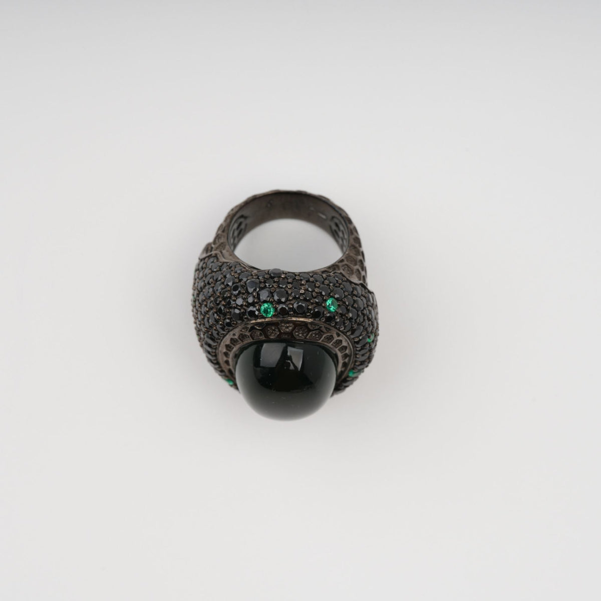 Soupir Black Chunky Oval Band Sterling Silver Ring