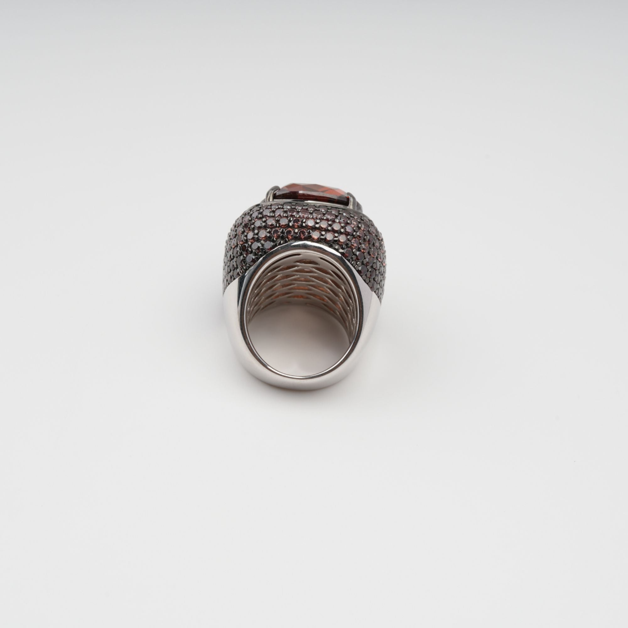 Astrale Brown Chunky Rectangular Gemstone Band Ring
