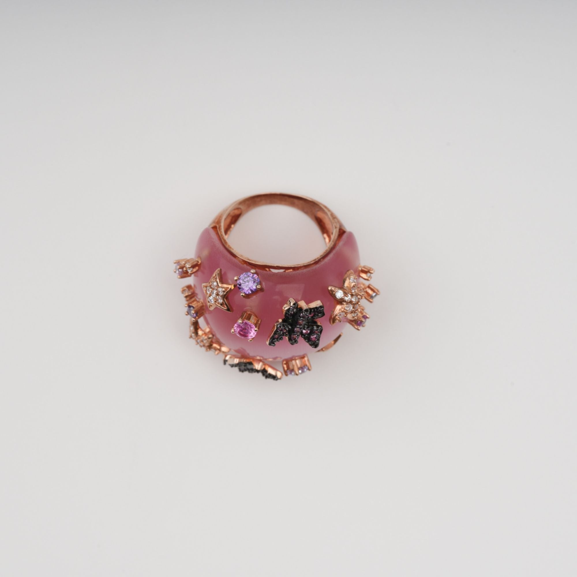 Radieuse Pink Curved Corner Opal Gemstone Ring