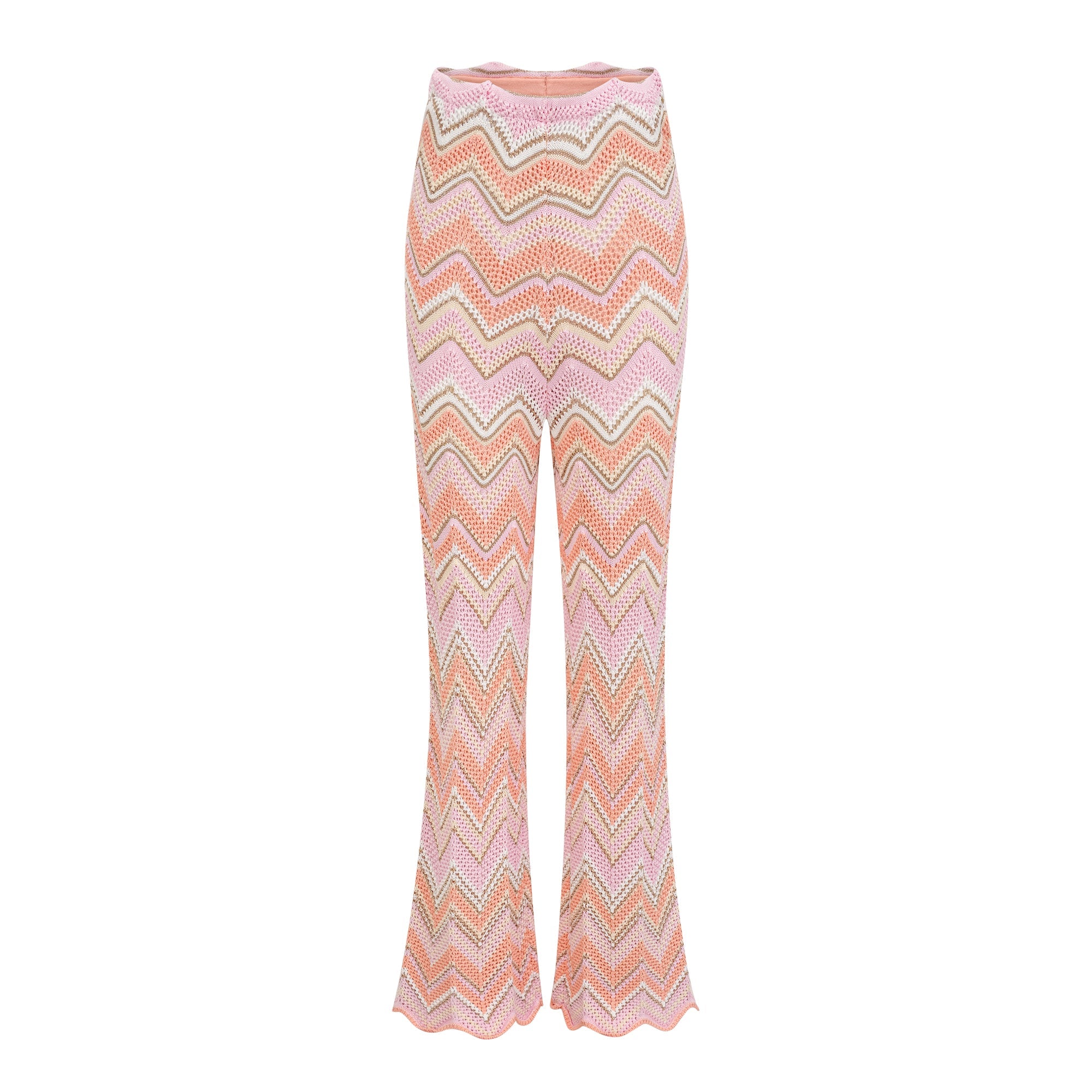 Irina Pink Zigzag Pointelle Knit Matching Set
