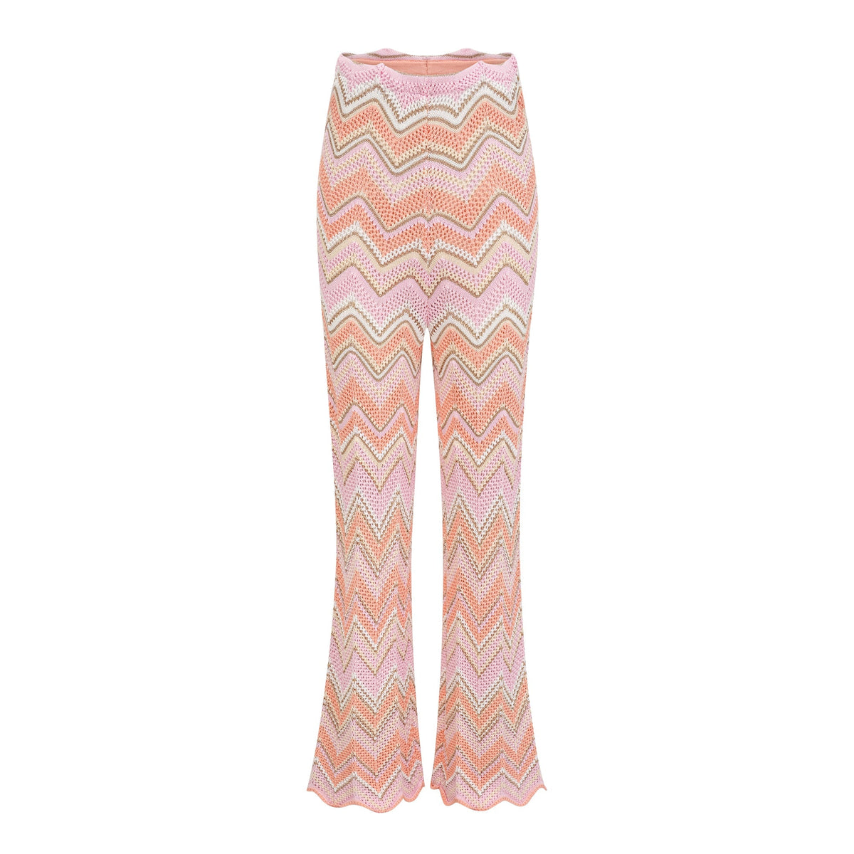 Irina Pink Zigzag Pointelle Knit Matching Set