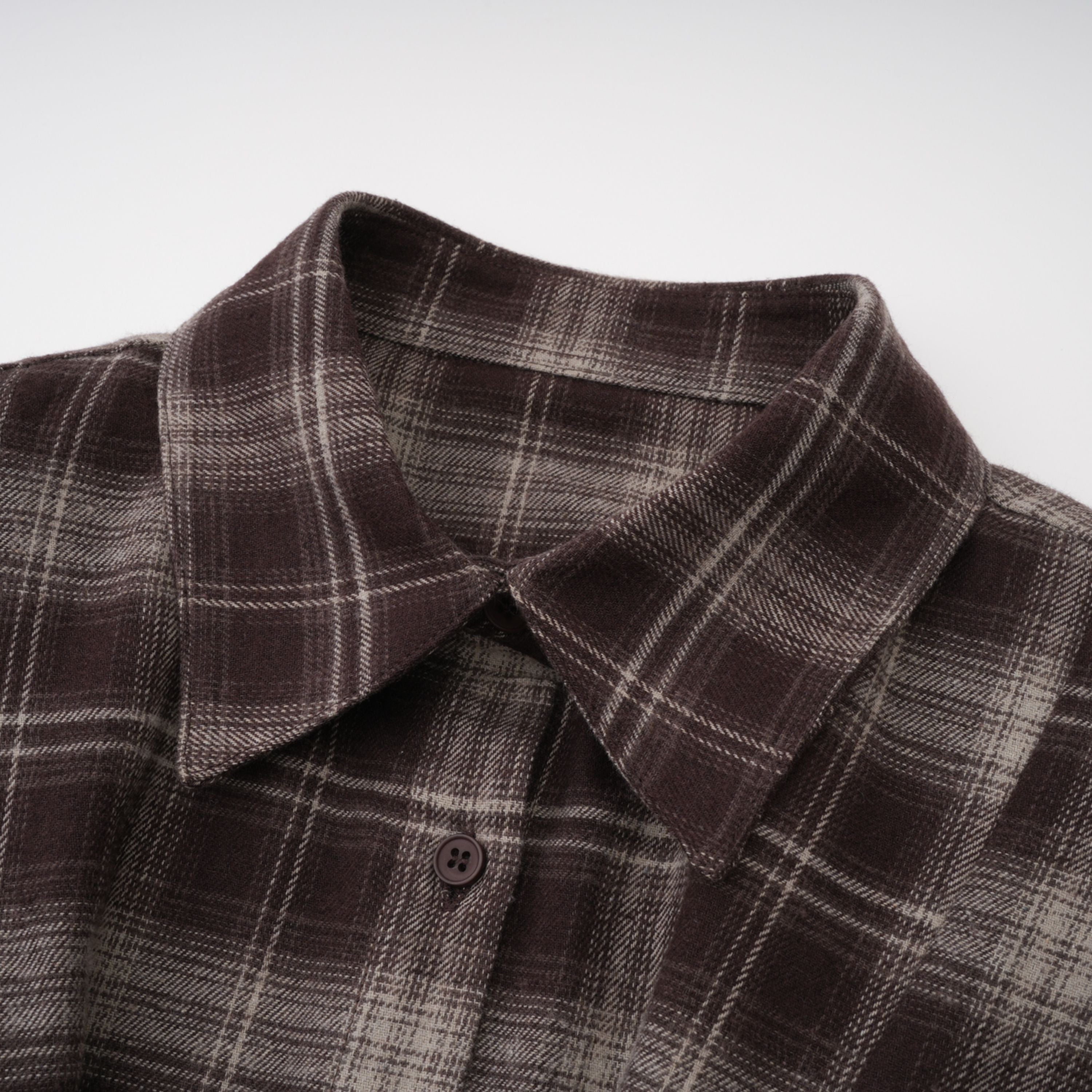 Amber Brown Plaid Tailored Cutout Blouse (Final Sale)