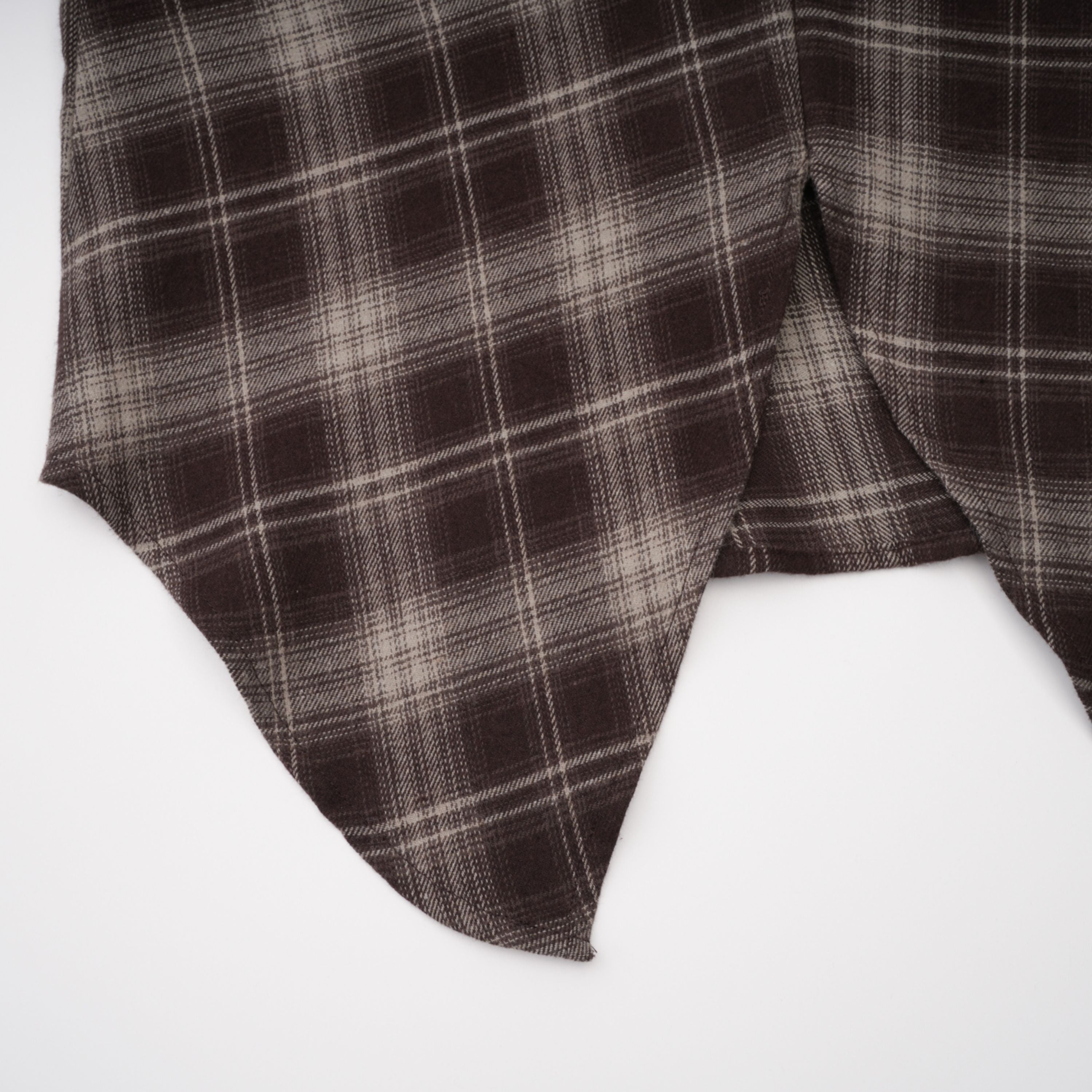 Amber Brown Plaid Tailored Cutout Blouse (Final Sale)