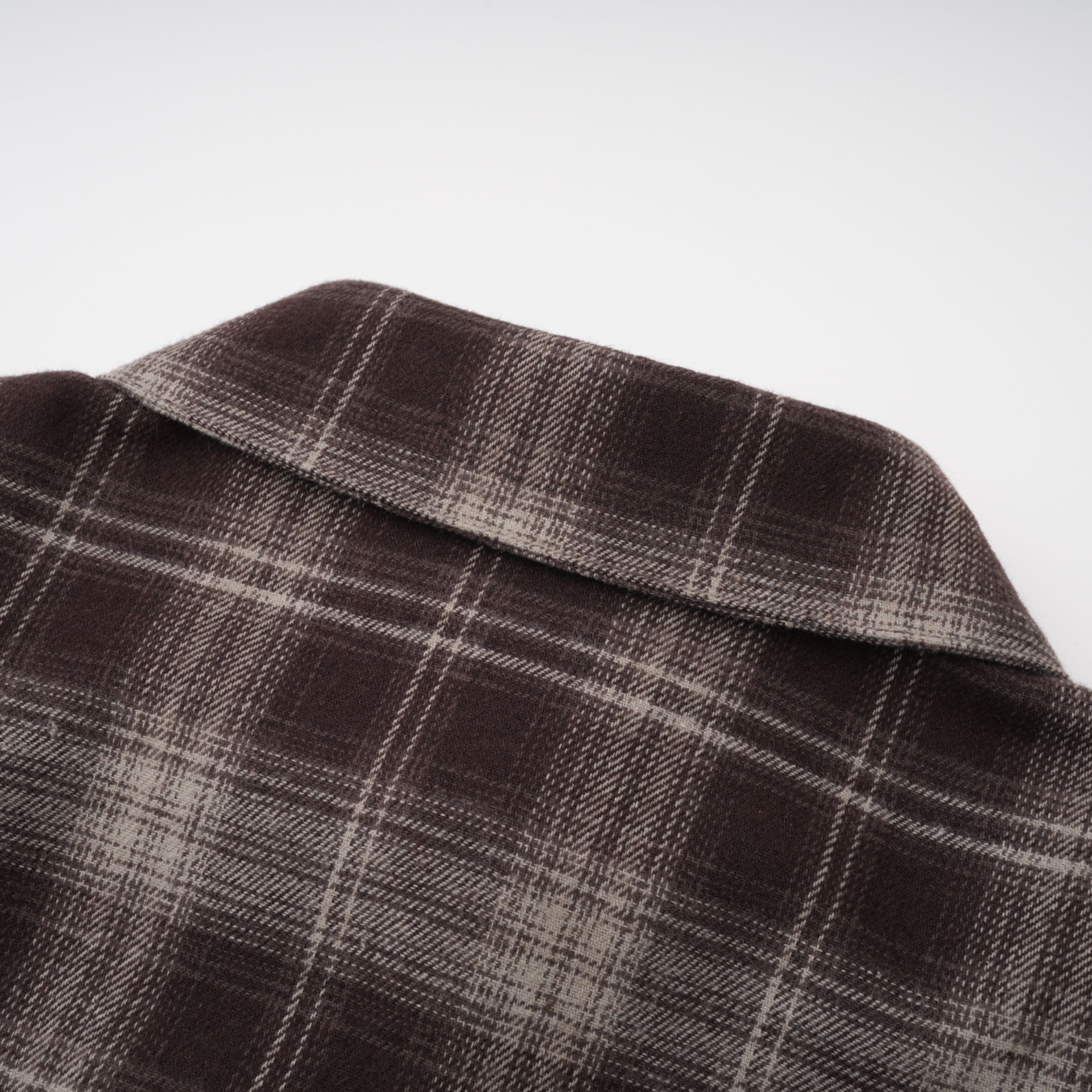 Amber Brown Plaid Tailored Cutout Blouse (Final Sale)