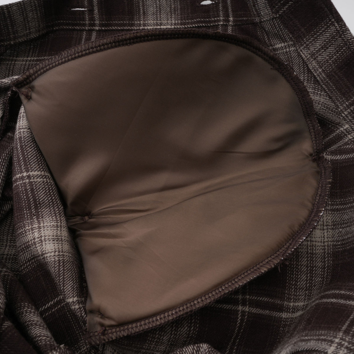 Amber Brown Plaid Tailored Cutout Blouse