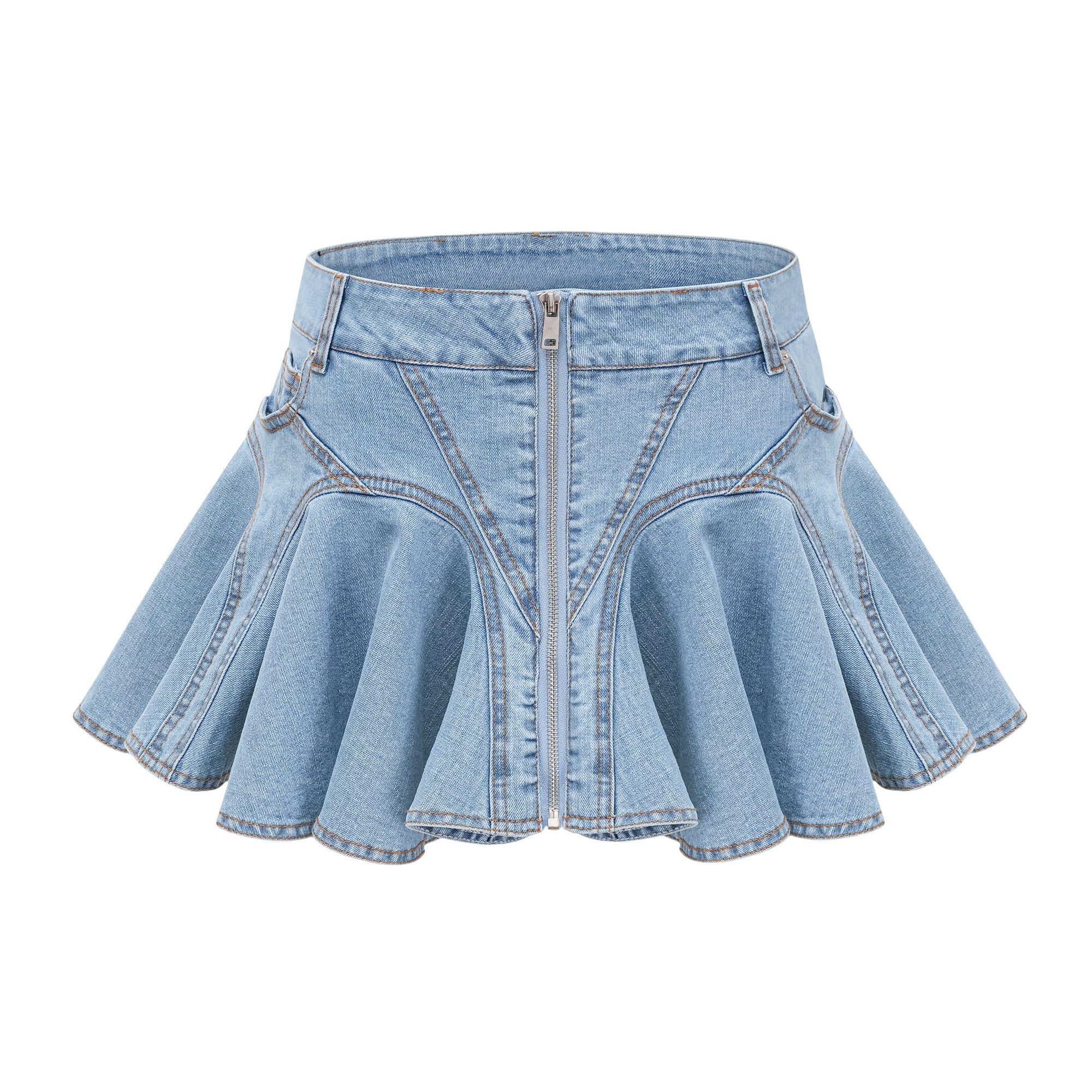 Capucine denim flounce-hem skirt (Final Sale-US Only)