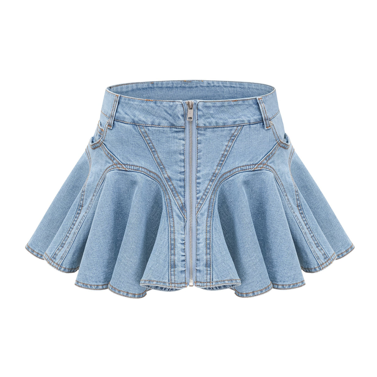 Capucine denim flounce-hem skirt (Final Sale-US Only)