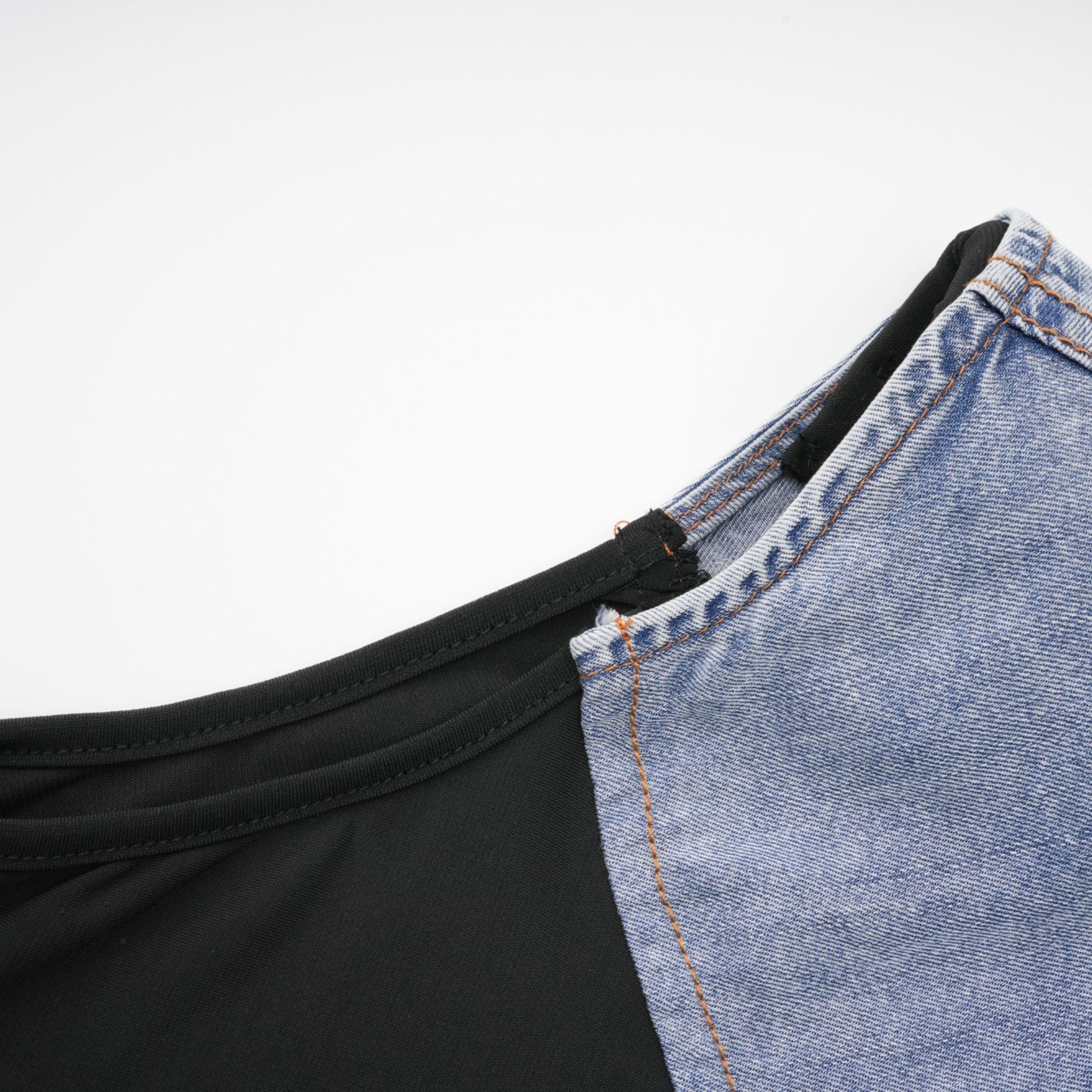 Nala jersey-panelled denim top & skirt matching set (Final Sale)
