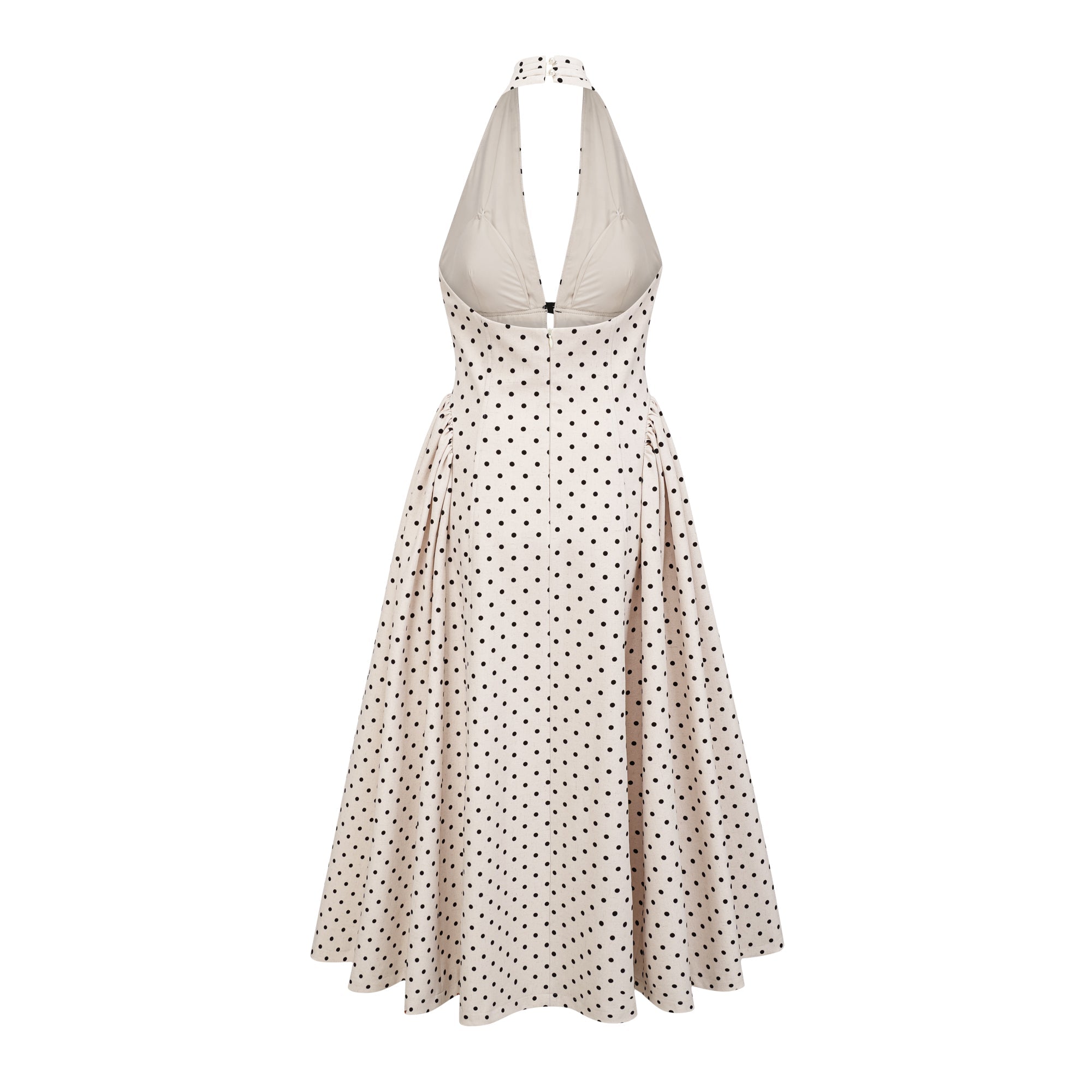Gitane White Polka Dot Midi Dress