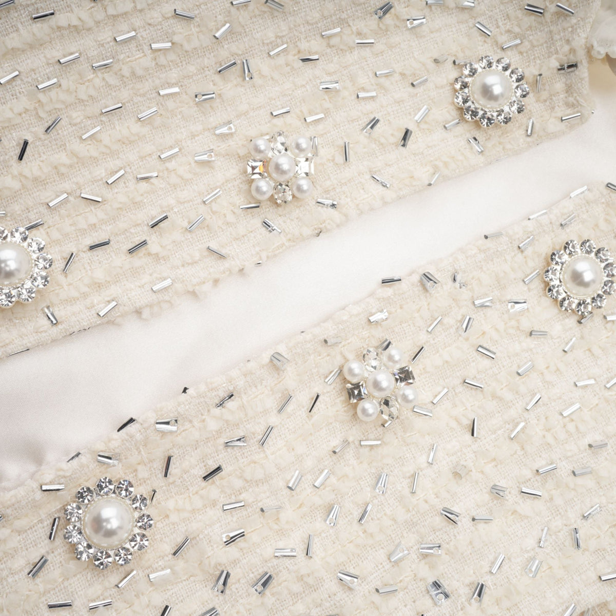 Blanche white beaded ruffle cropped jacket