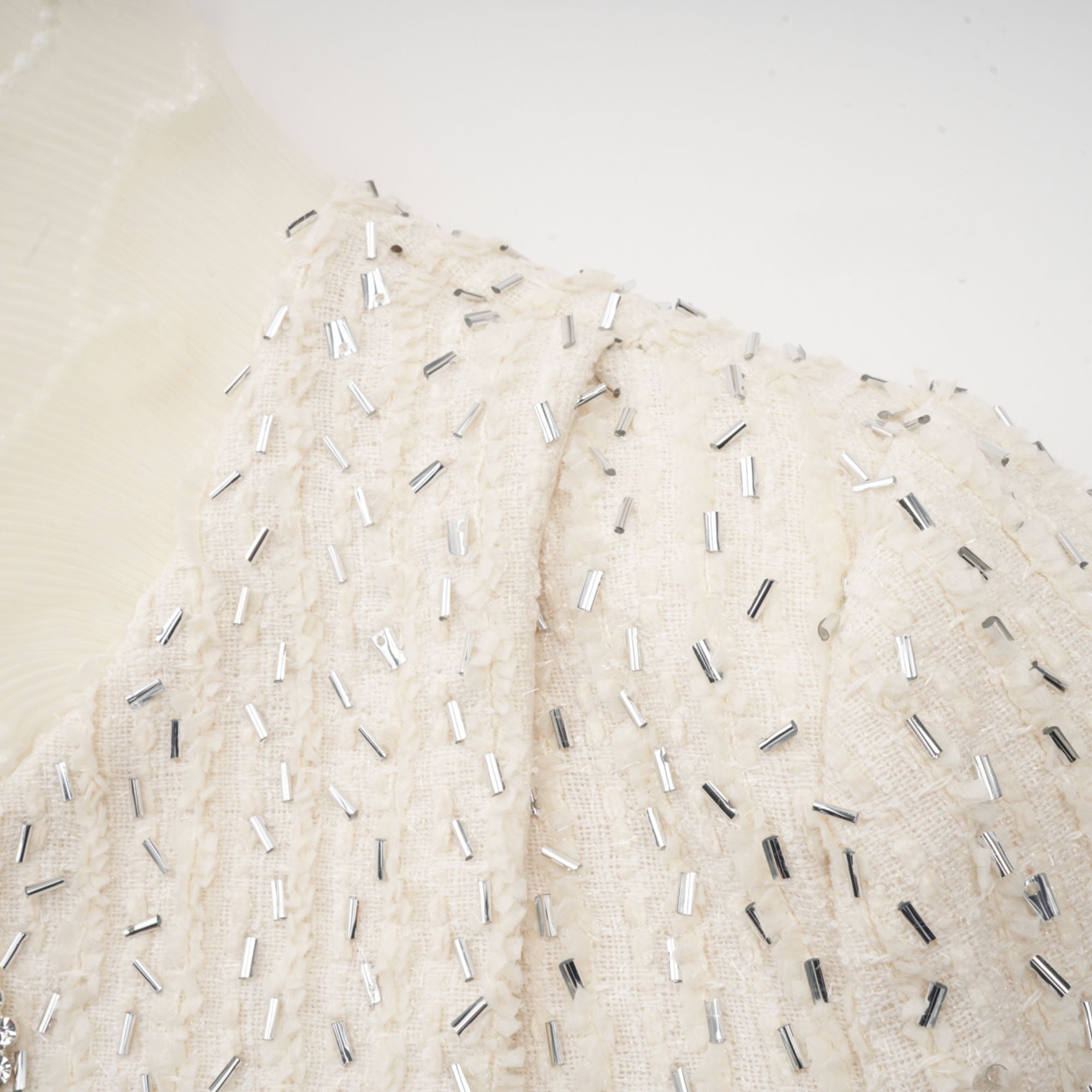 Blanche white beaded ruffle cropped jacket (Final Sale-US Only)
