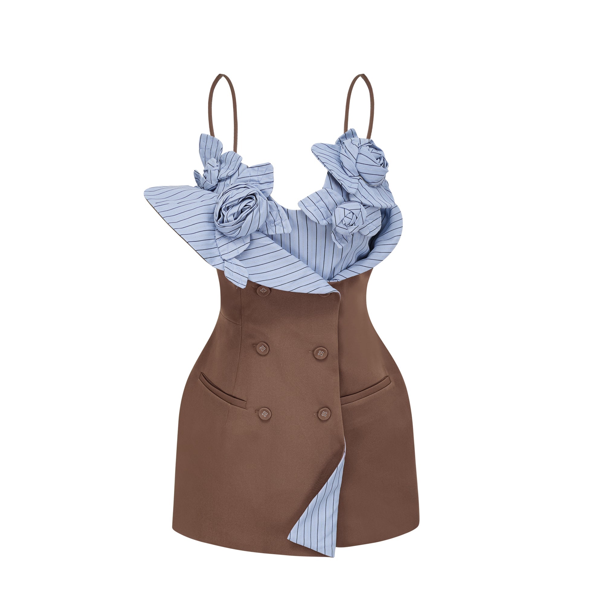 Johanna Brown Floral Panelled Mini Dress (Final Sale-US Only)