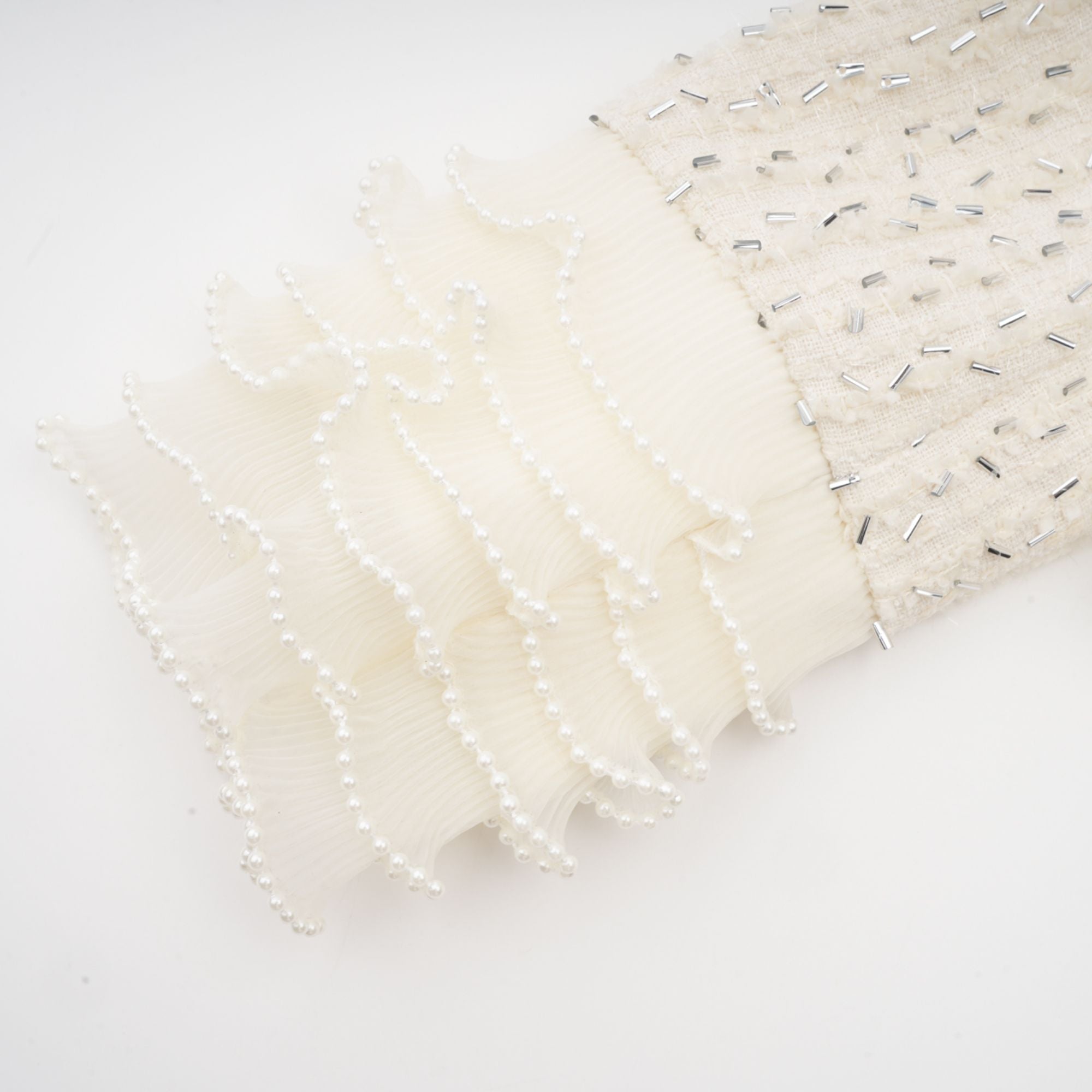 Blanche white beaded ruffle cropped jacket (Final Sale-US Only)