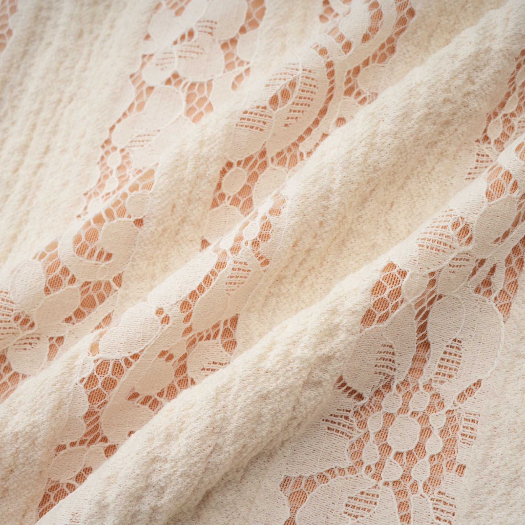 Émeline floral lace flared-cuff mini dress in Neutrals