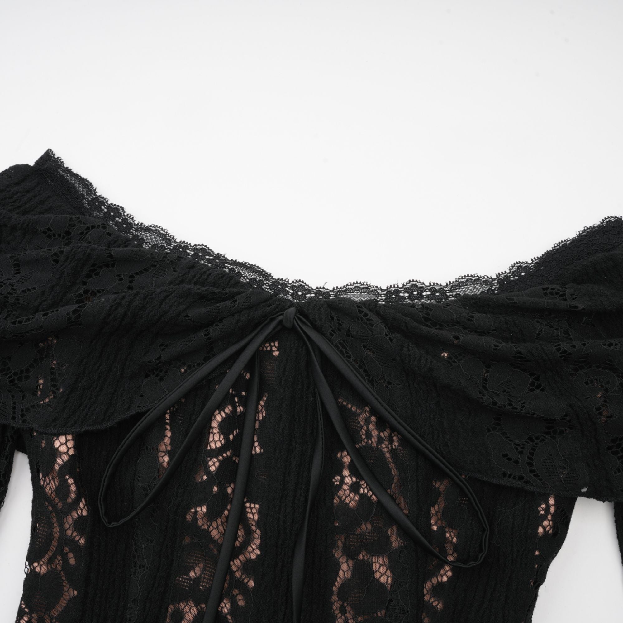 Émeline floral lace flared-cuff midi dress in Black (Final Sale-US Only)