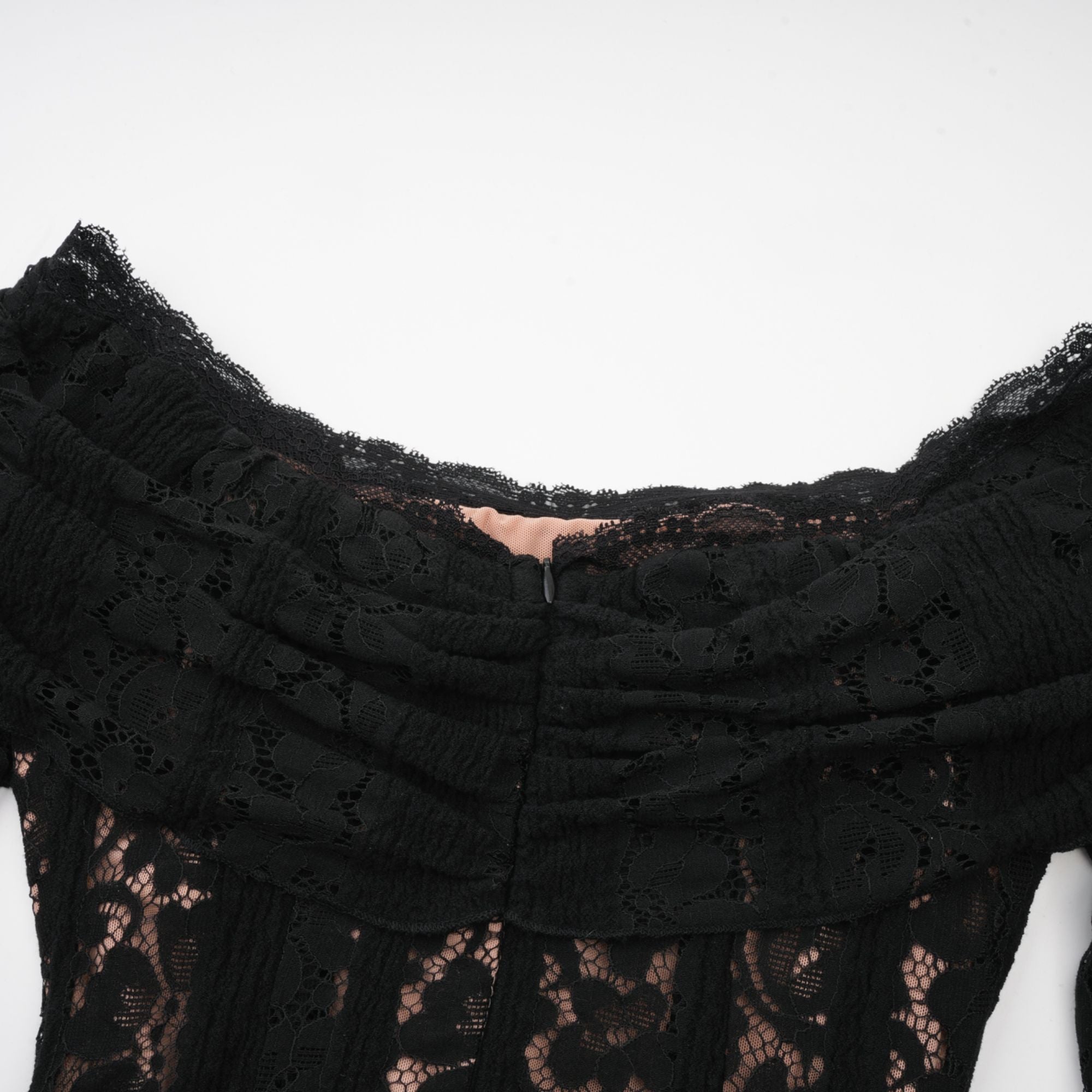Émeline floral lace flared-cuff midi dress in Black (Final Sale-US Only)