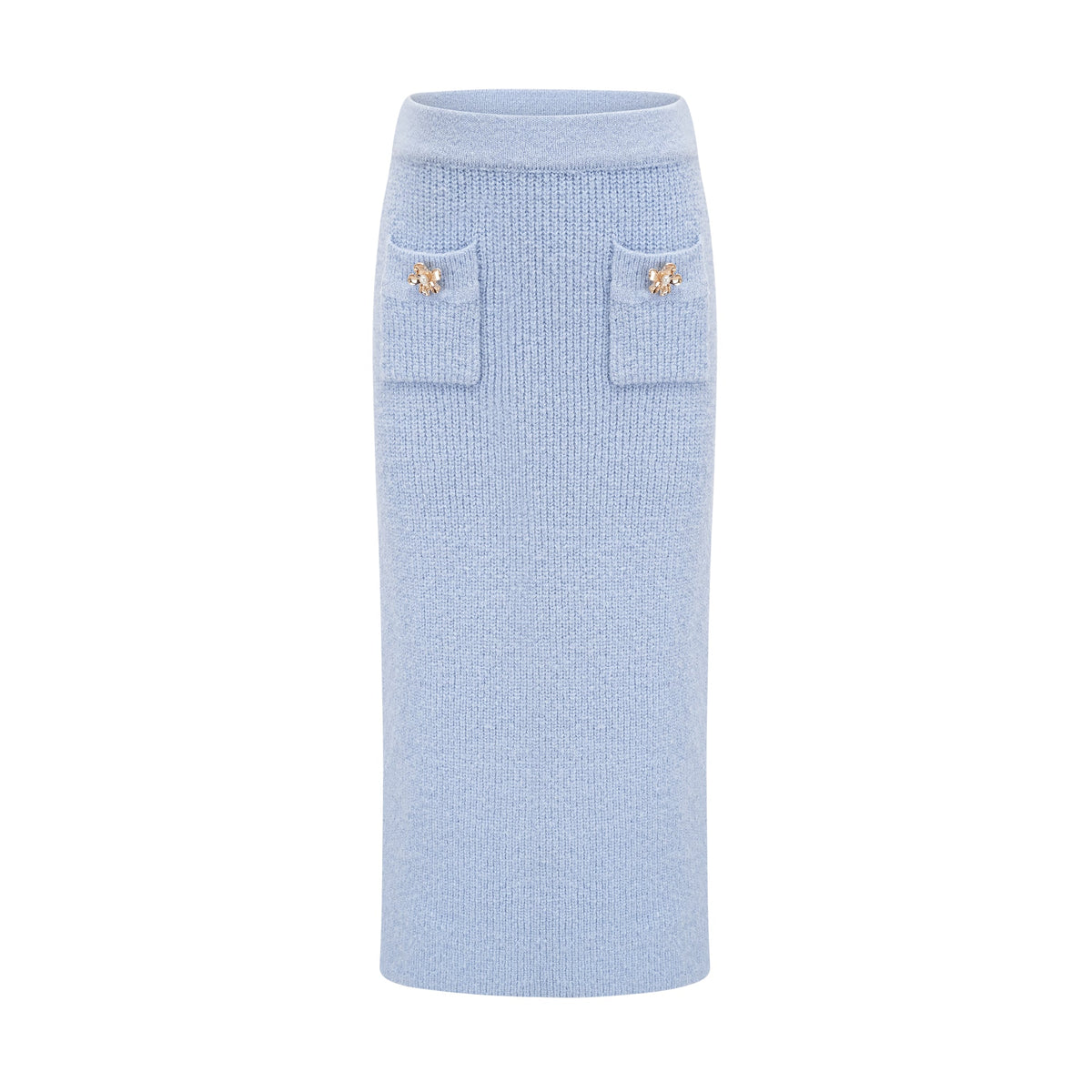 Chantal Blue Knit Two-Piece Blouse and Skirt Set (Final Sale-US Only)