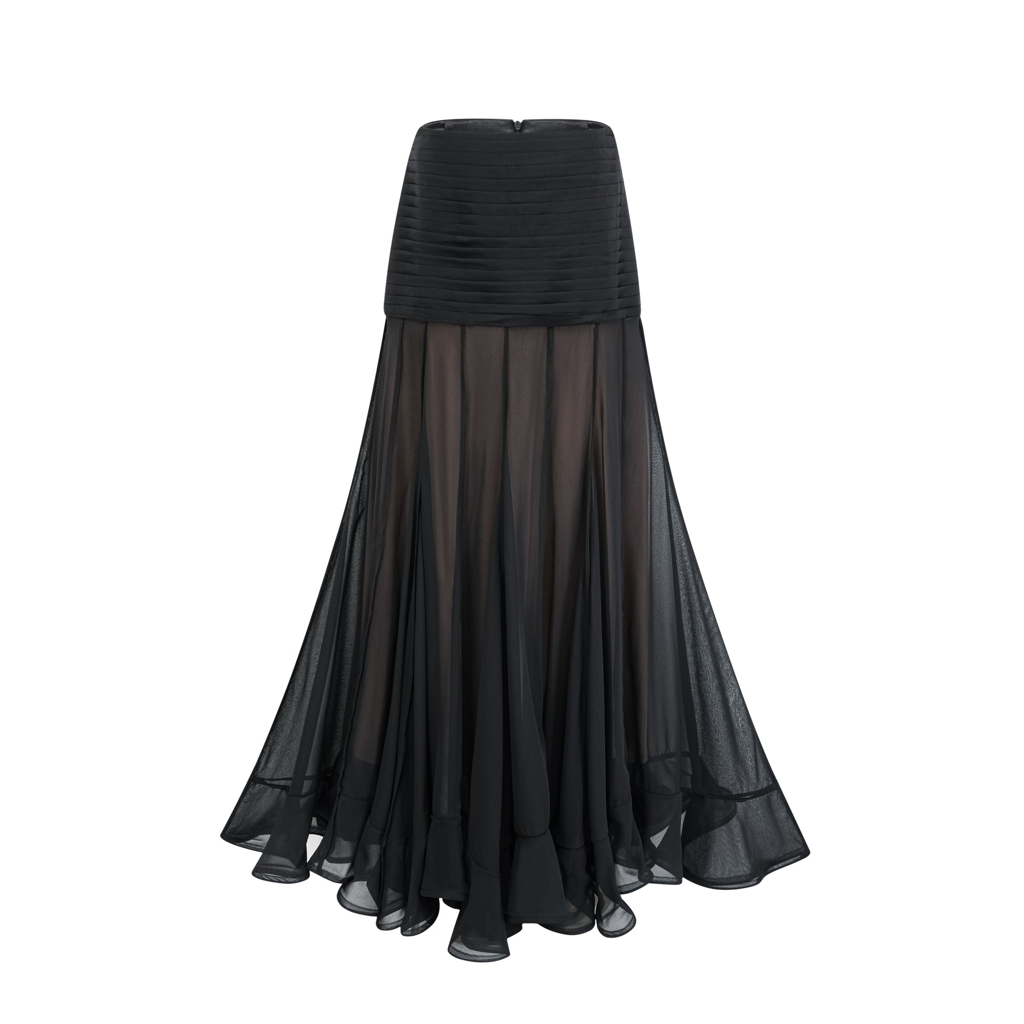 Jacqueline rayon ruffle pleated tulle maxi skirt (Final Sale-US Only)