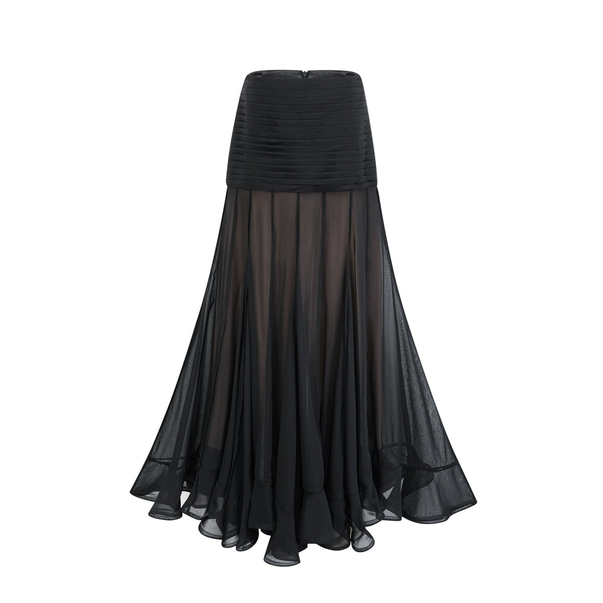 Jacqueline rayon ruffle pleated tulle maxi skirt (Final Sale-US Only)