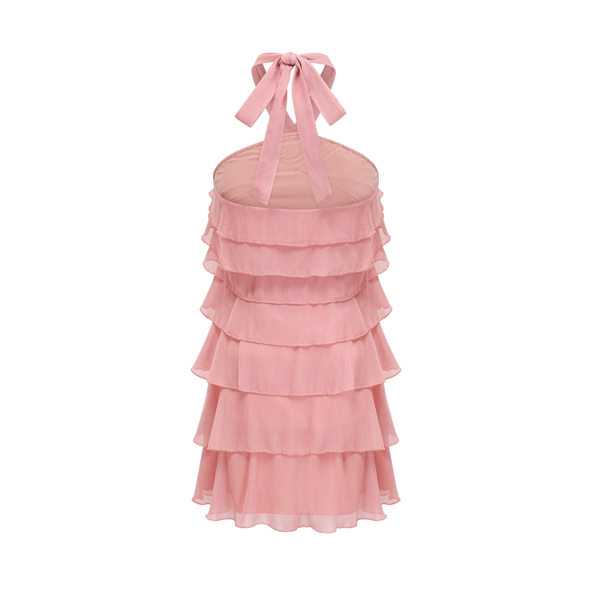 Briar pink tiered halterneck mini dress (Final Sale)