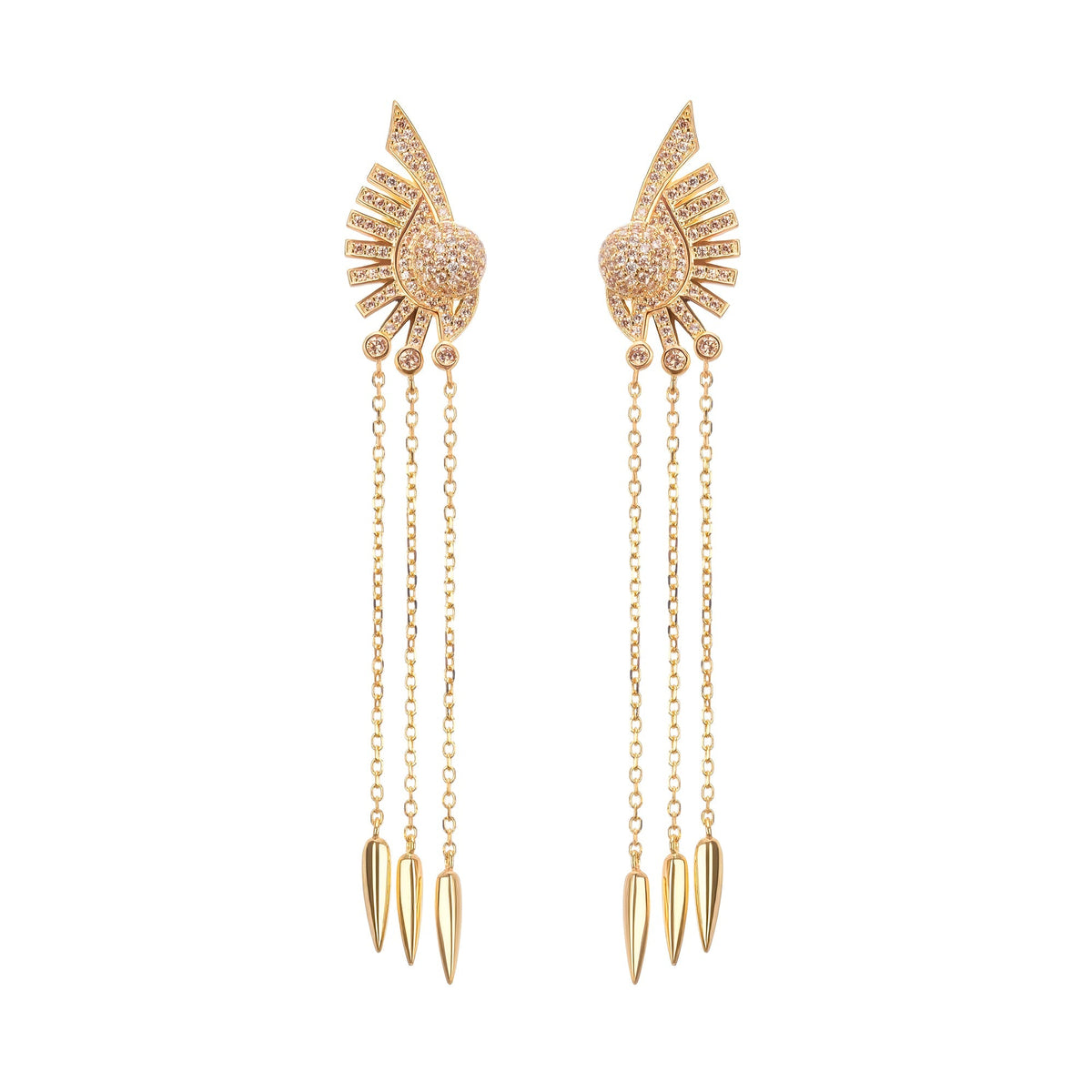 Balch Gold Tone Sun Motif Dangle Silver Earrings