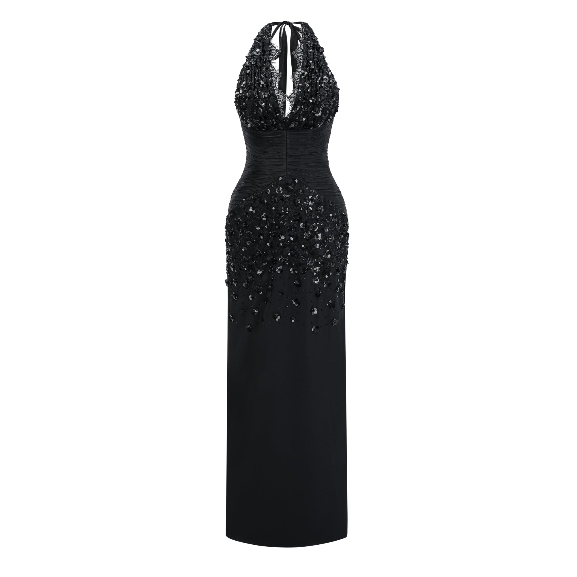 Siphokazi Black Halterneck Embellished Corset Maxi Gown (Final Sale-US Only)