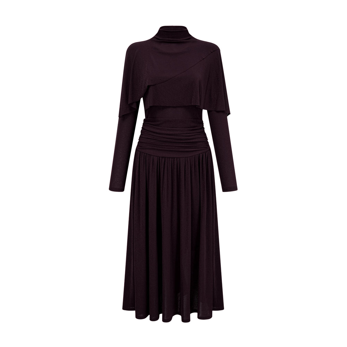 Camille Red Ruched Midi Dress with Flap Design Detail (Final Sale-US Only)