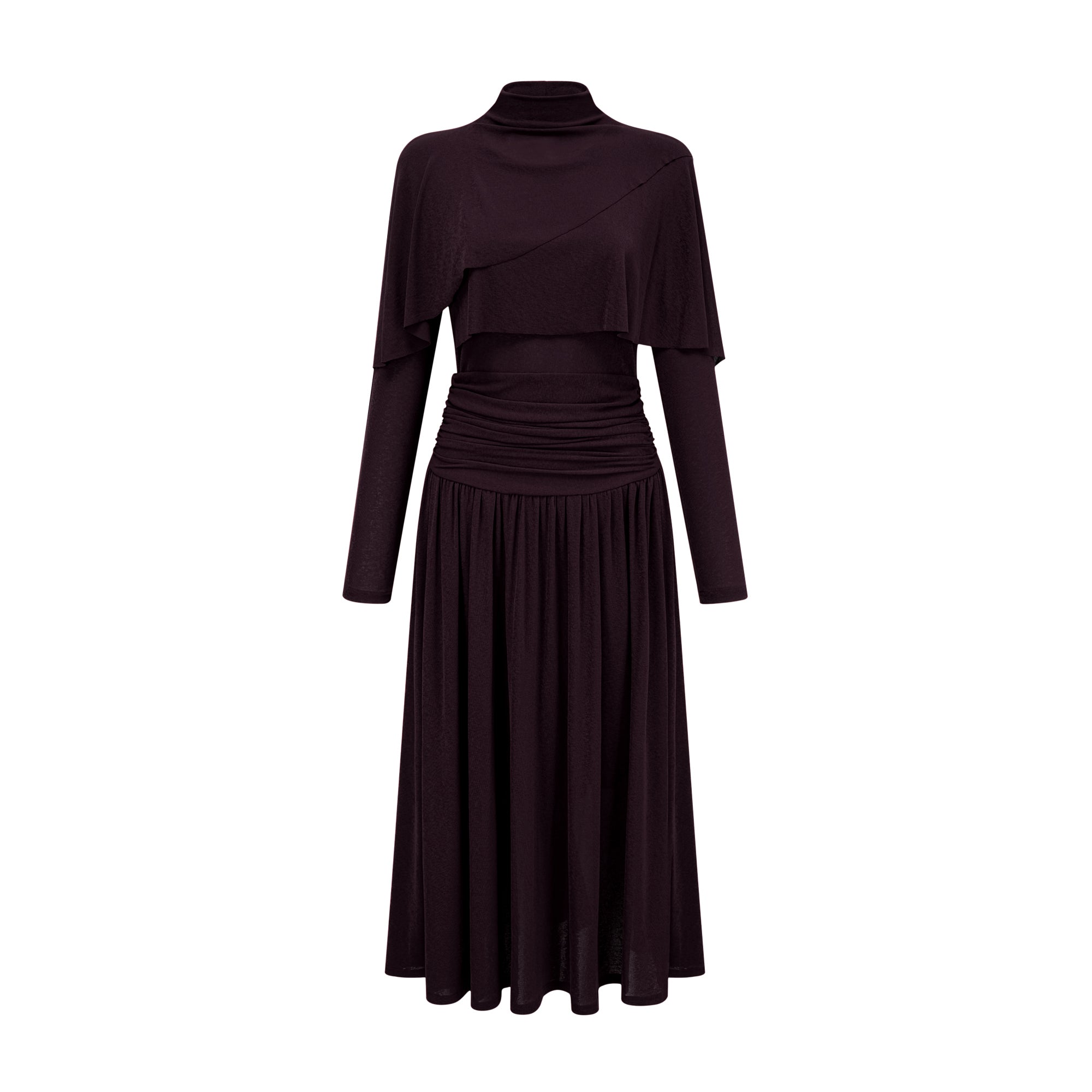 Camille Red Ruched Midi Dress with Flap Design Detail (Final Sale)