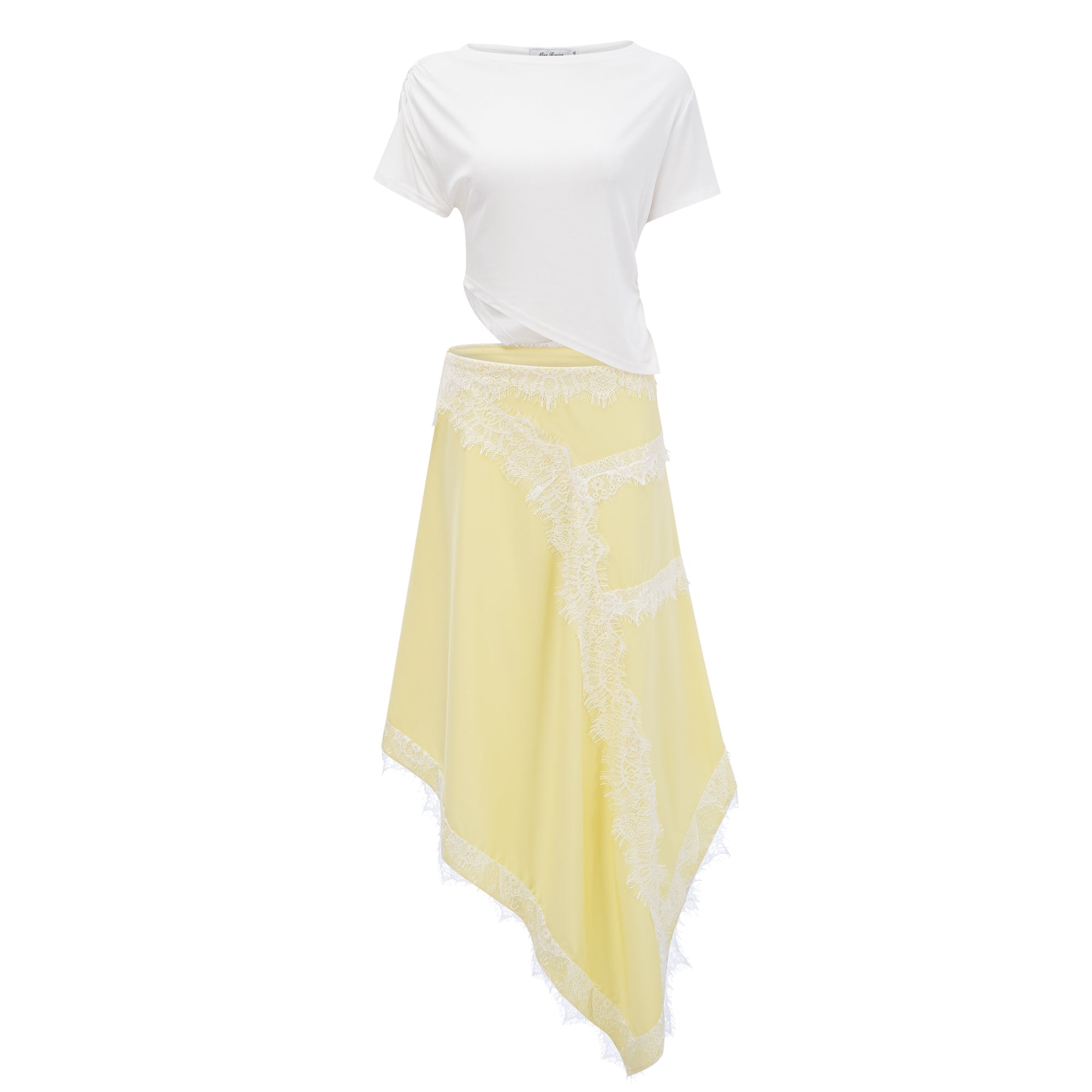 Fiamma Yellow Gathered Lace Panel Maxi Dress (Final Sale-US Only)