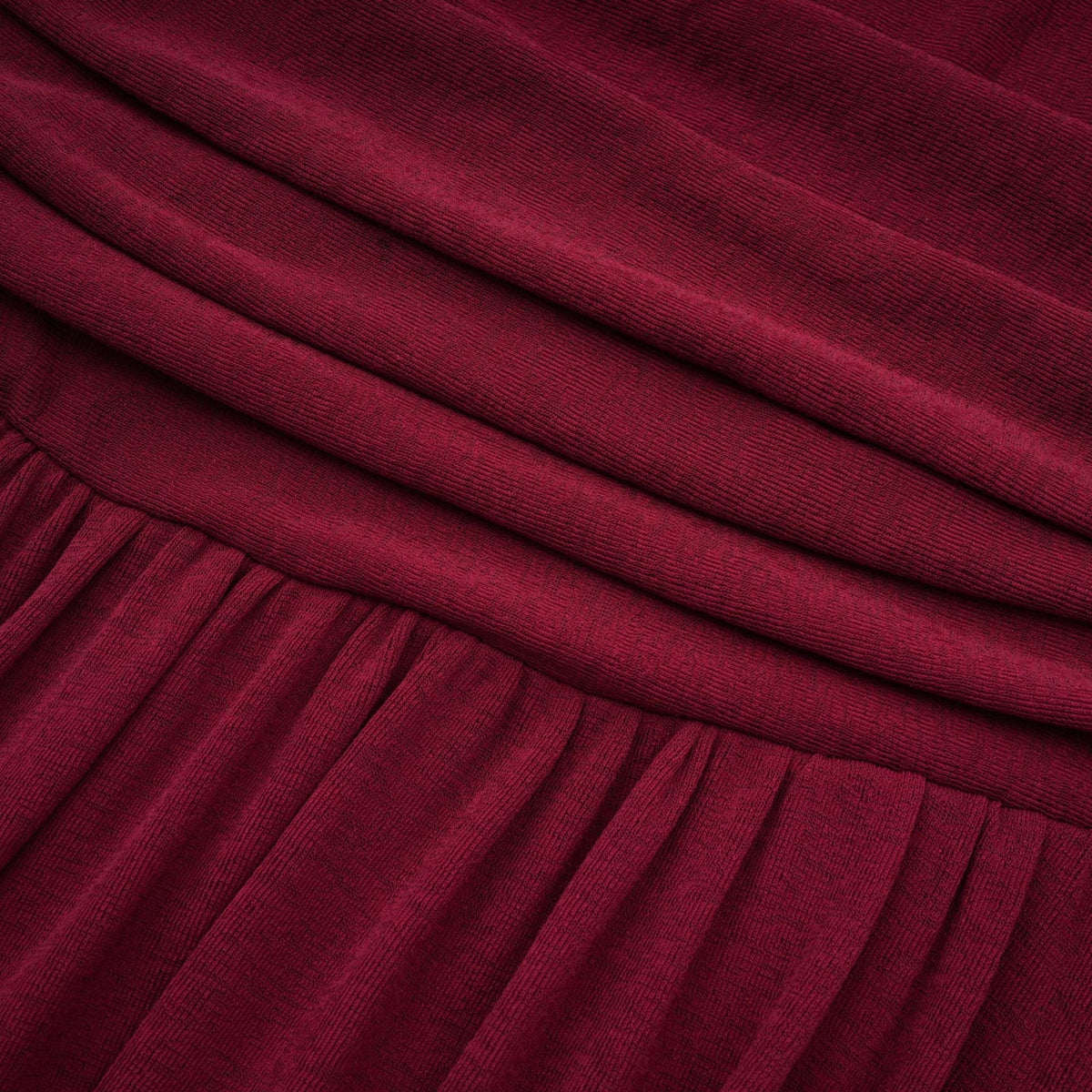 Camille red flap-designed ruched midi dress