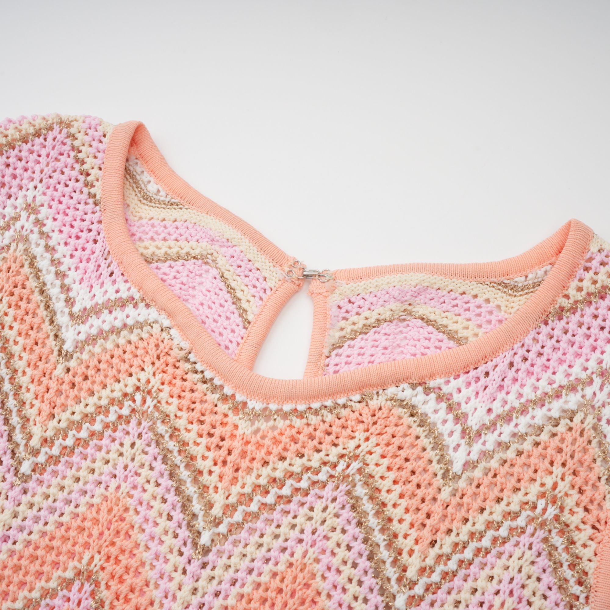Irina Pink Zigzag Pointelle Knit Matching Set