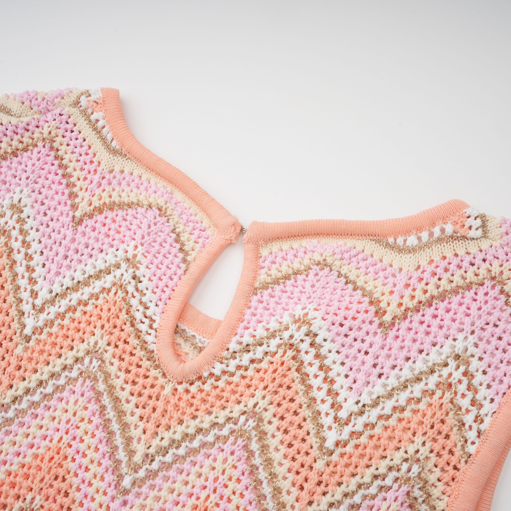 Irina Pink Zigzag Pointelle Knit Matching Set