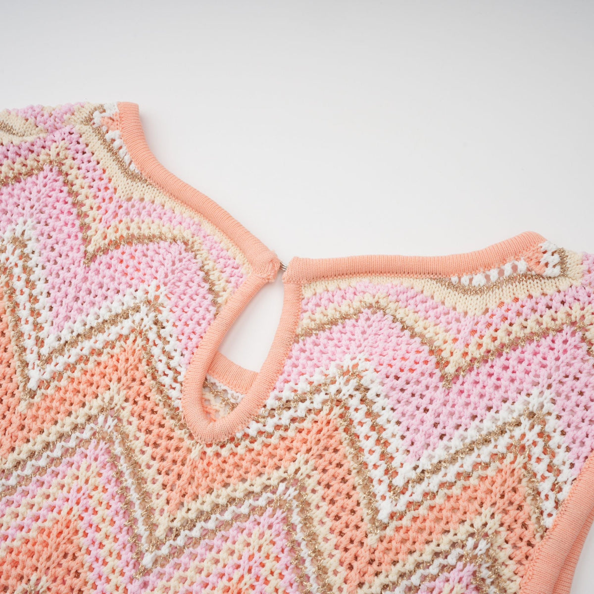 Irina Pink Zigzag Pointelle Knit Matching Set