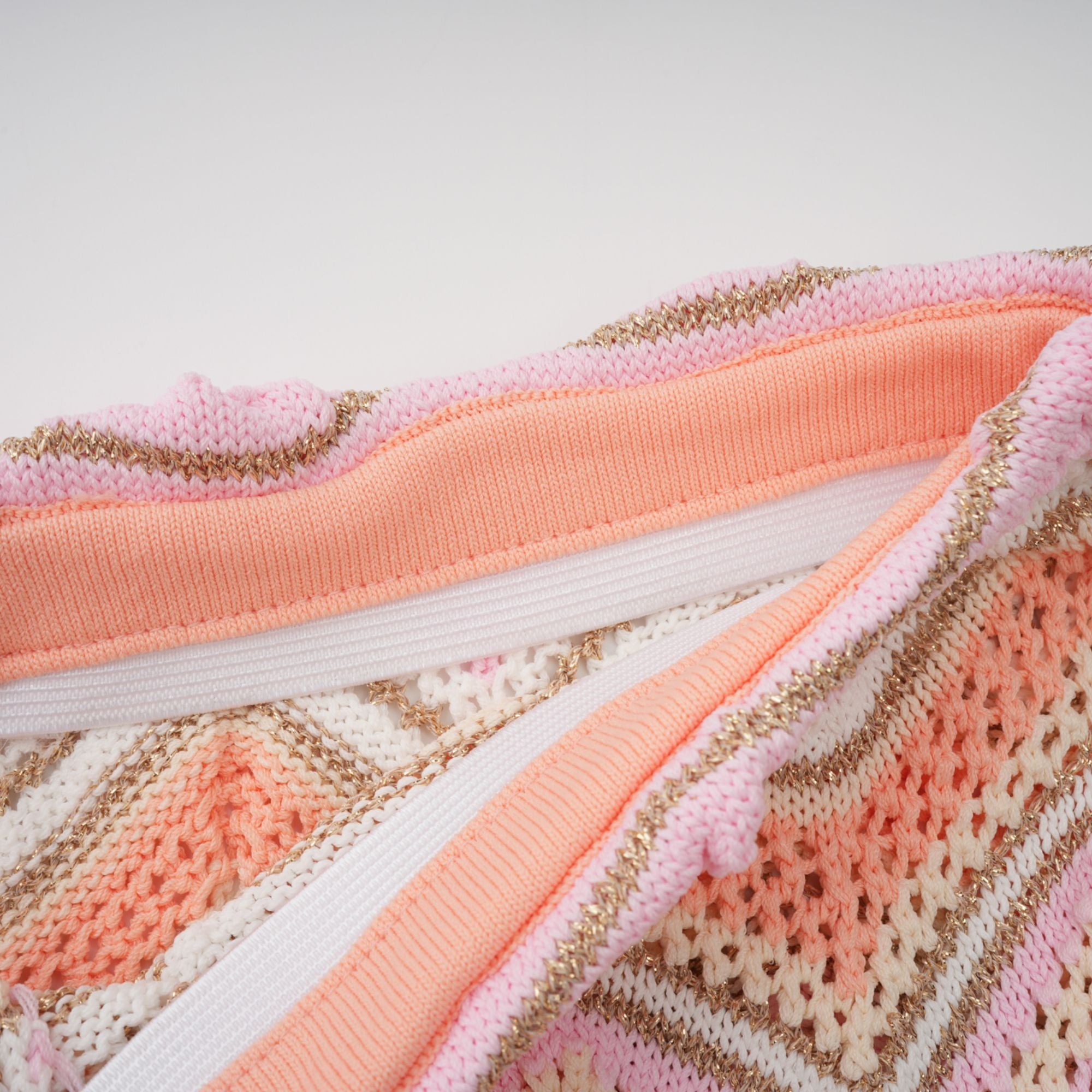 Irina Pink Zigzag Pointelle Knit Matching Set