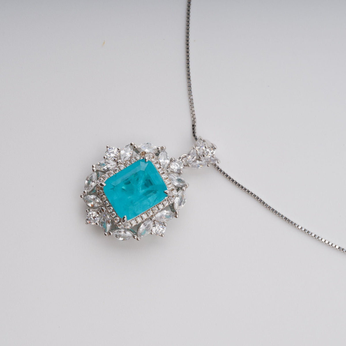 Anneli Aquamarine Floral Gemstone Pendant Sterling Silver Necklace