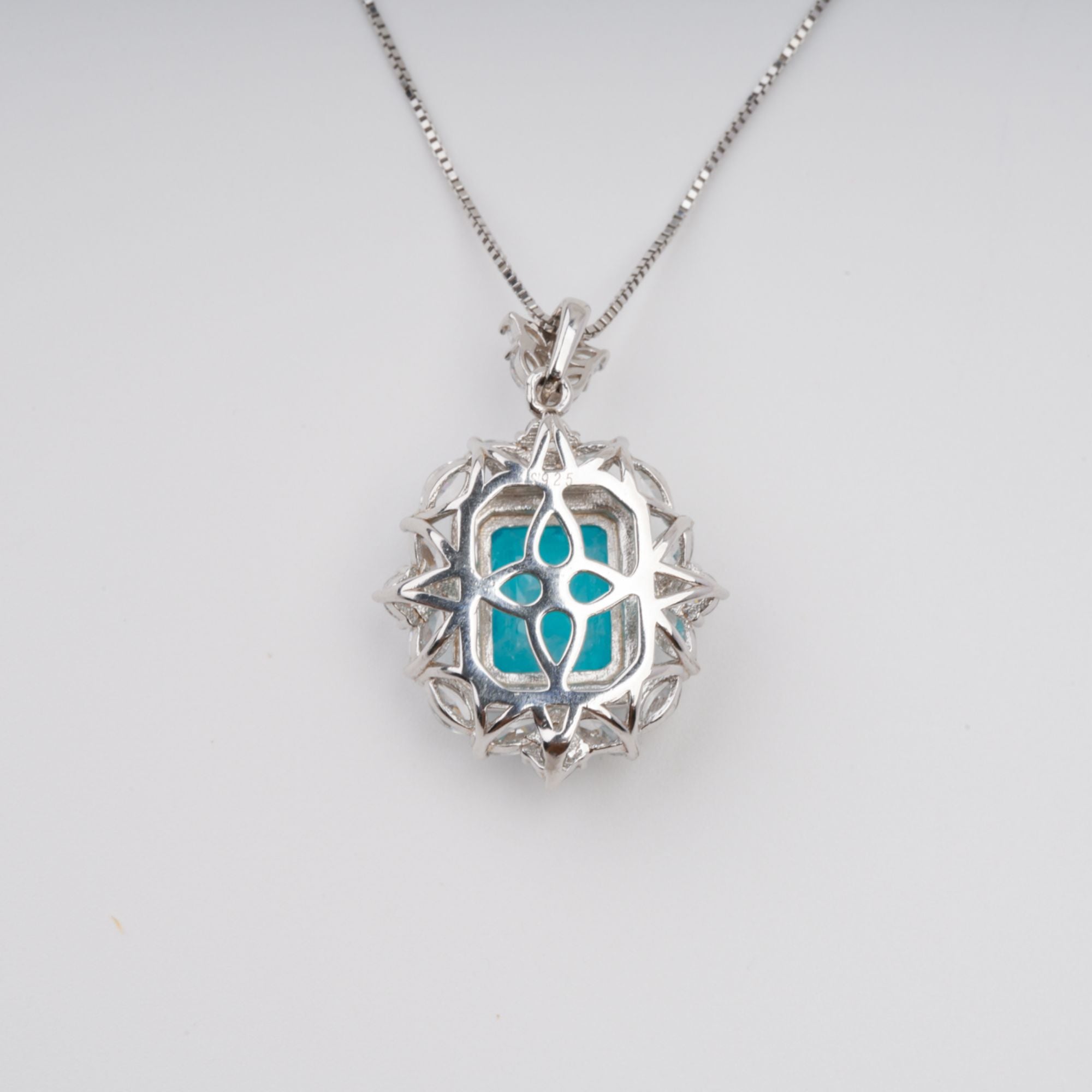 Anneli Aquamarine Floral Gemstone Pendant Sterling Silver Necklace