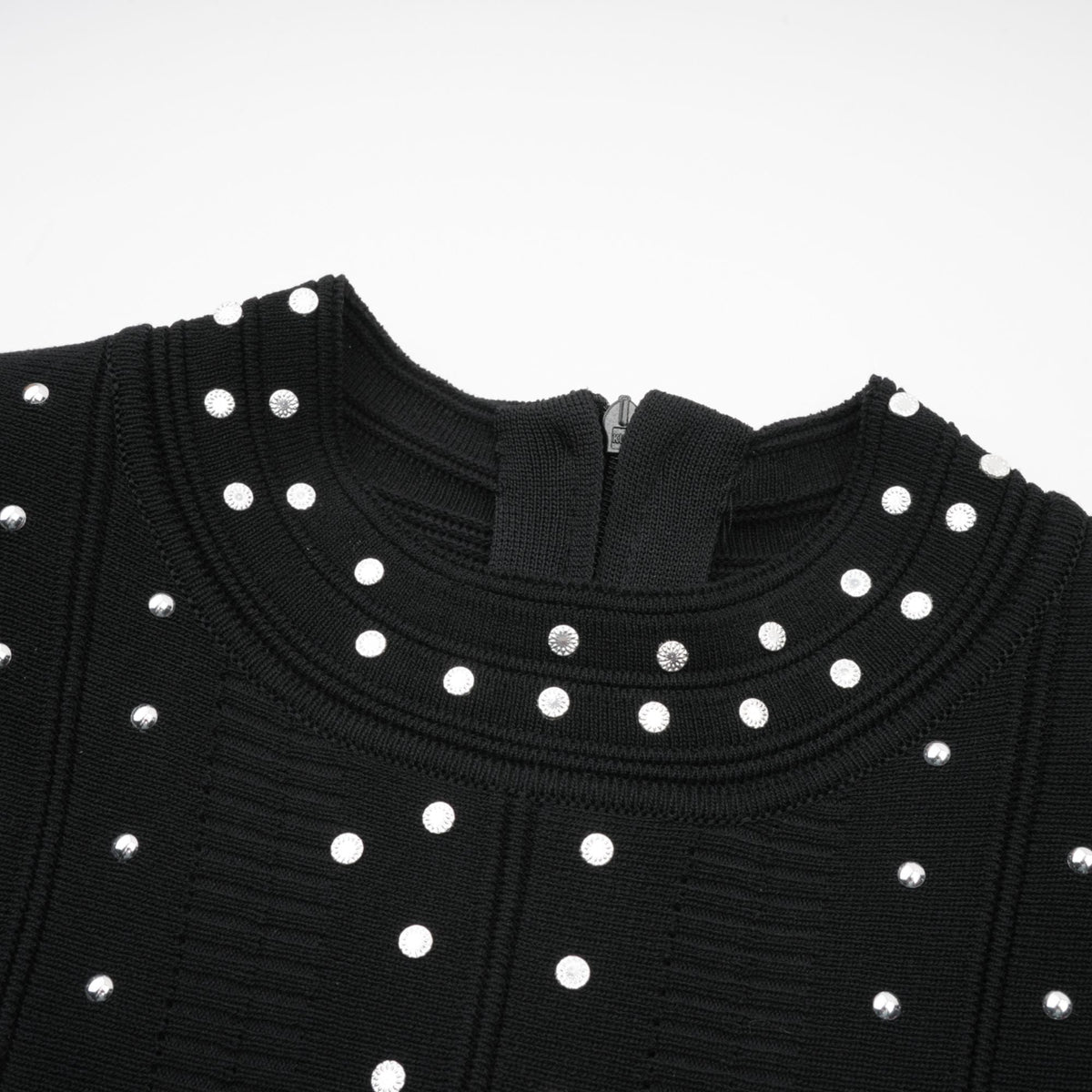 Fabienne Black Embellished Ruffled Knit Mini Dress (Final Sale)