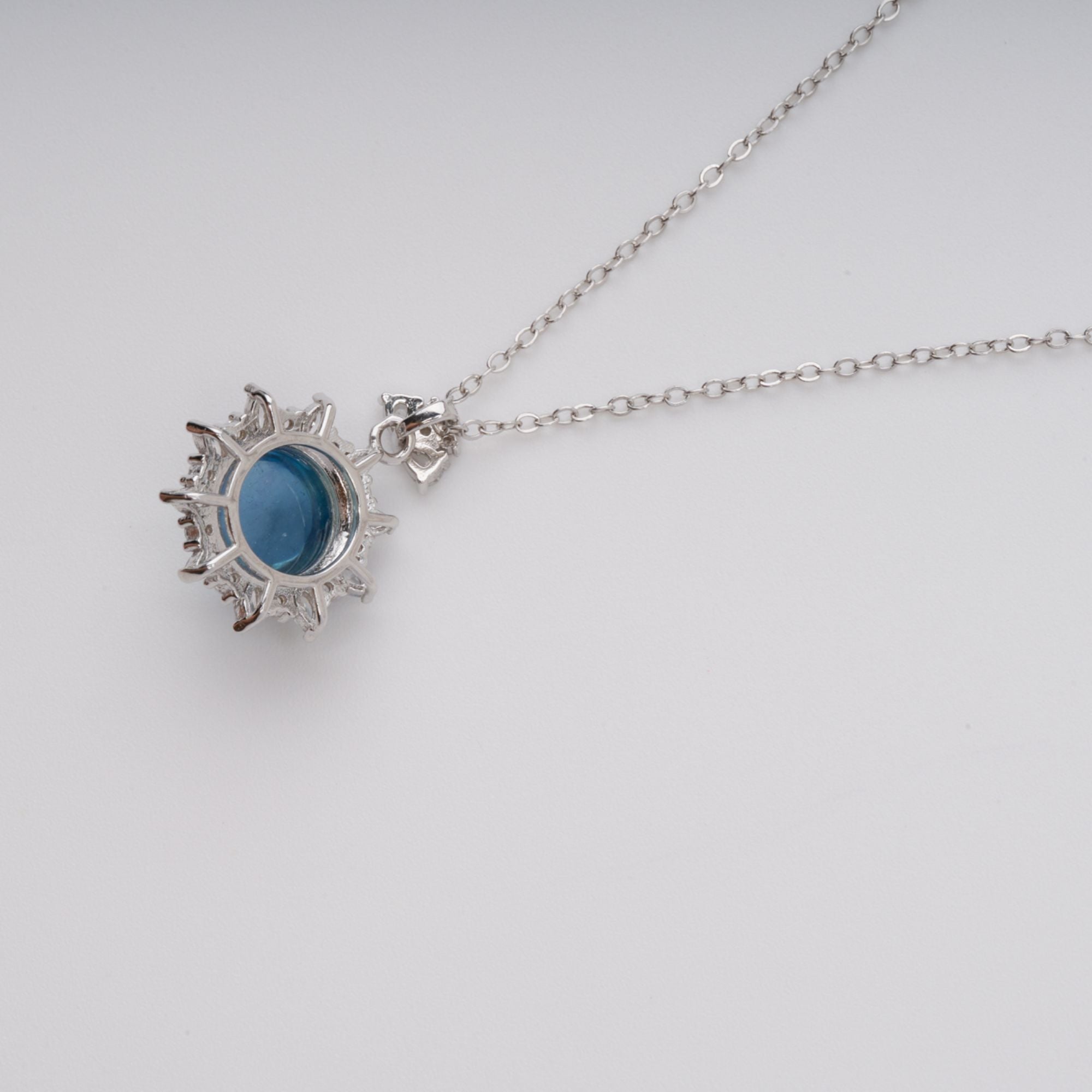 Mielikki Blue Oval Gemstone Pendant Sterling Silver Necklace