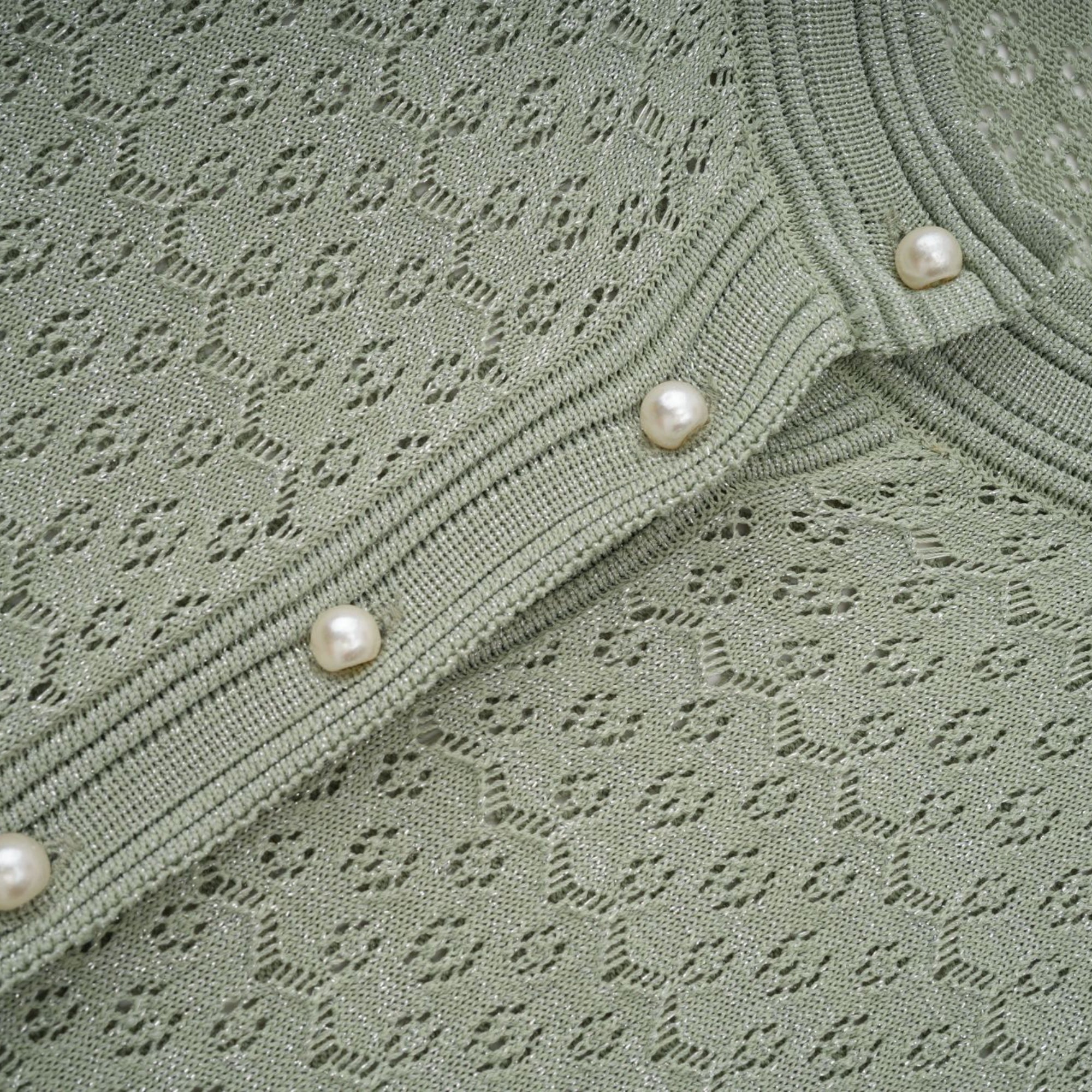 Siena green shirred crochet-knit maxi dress (Final Sale-US Only)