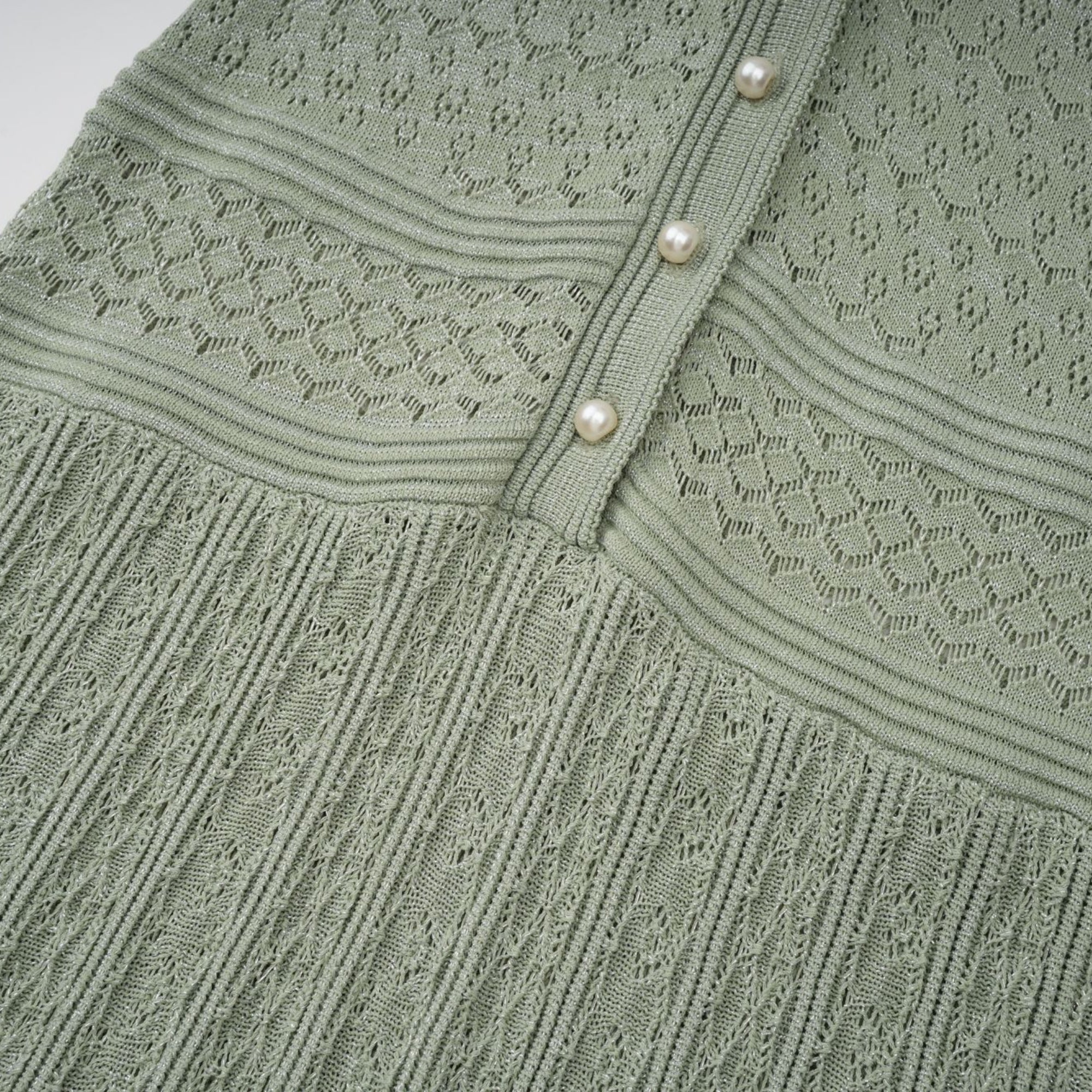 Siena green shirred crochet-knit maxi dress (Final Sale-US Only)