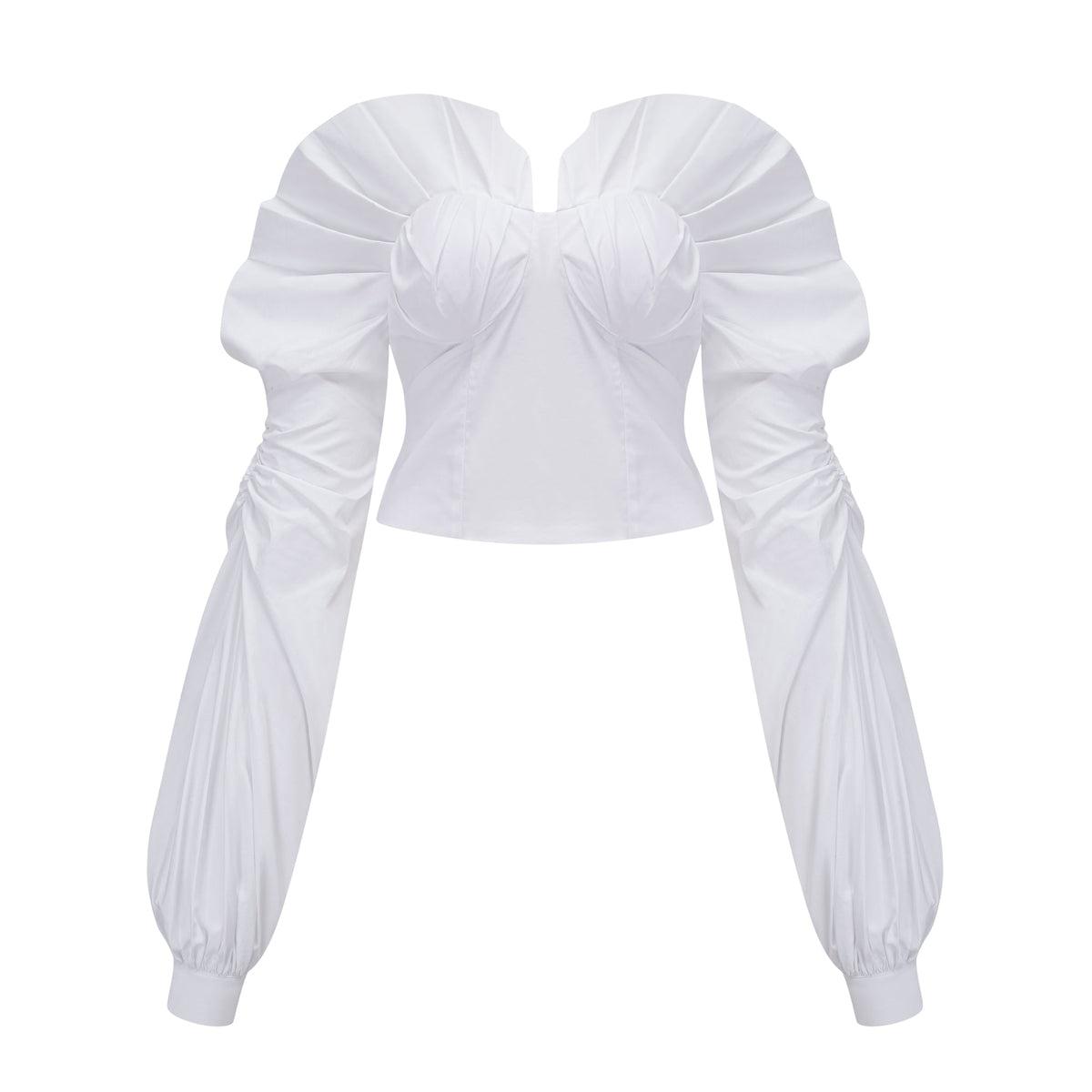 Alicia White Ruched Blouse & Skirt Set