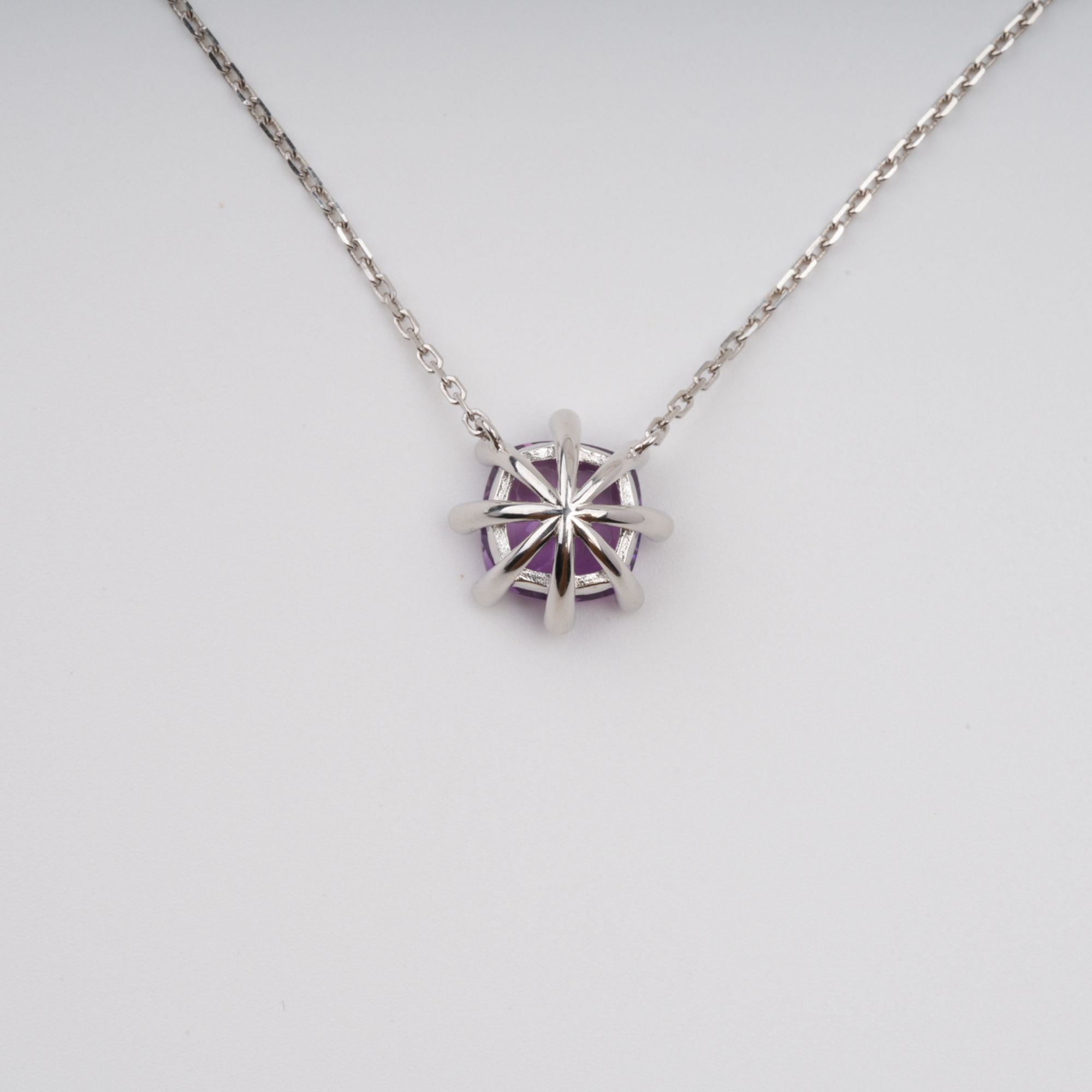 Giannetta Purple Square Cut Gemstone Pendant Sterling Silver Necklace