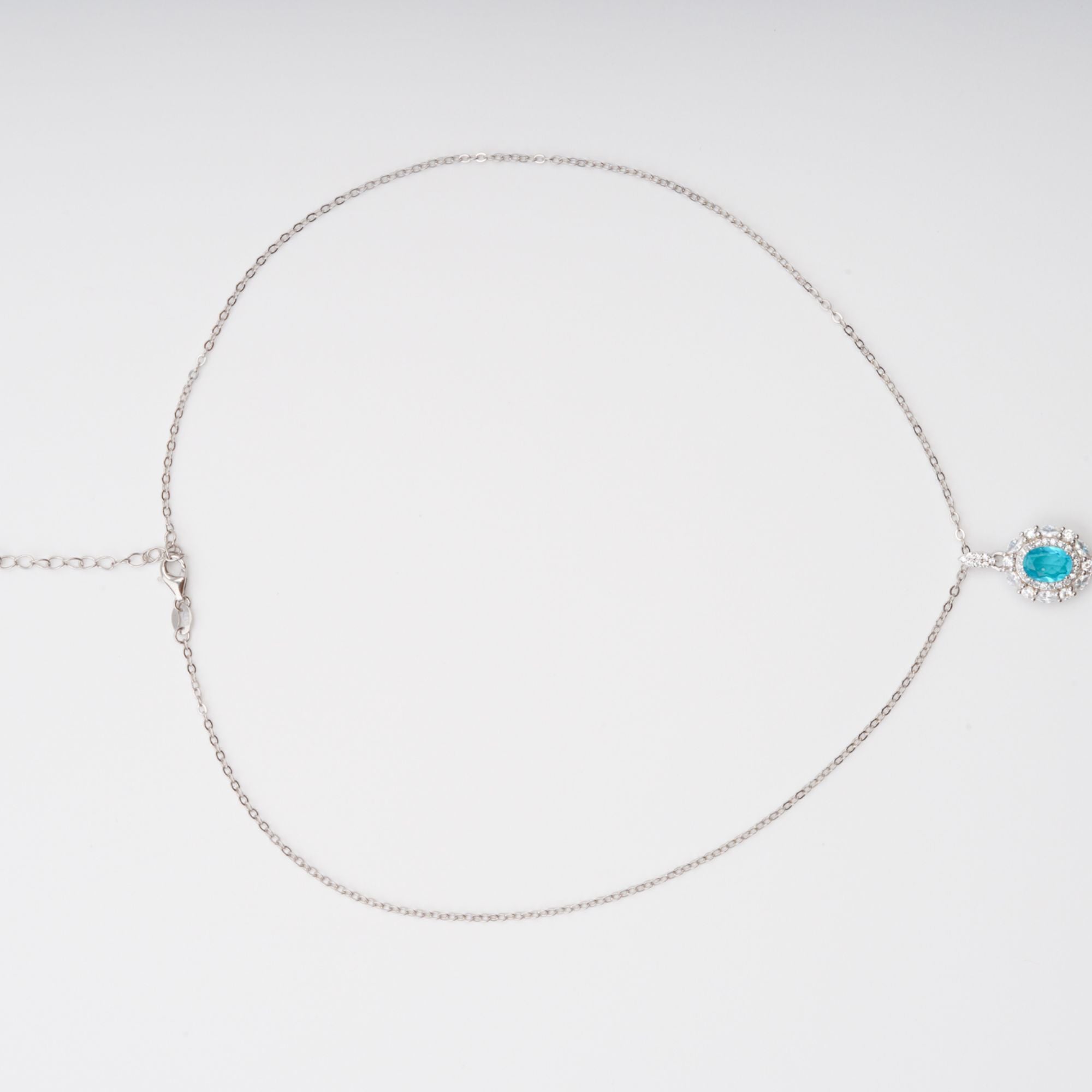 Annina Blue Oval Gemstone Pendant Sterling Silver Necklace