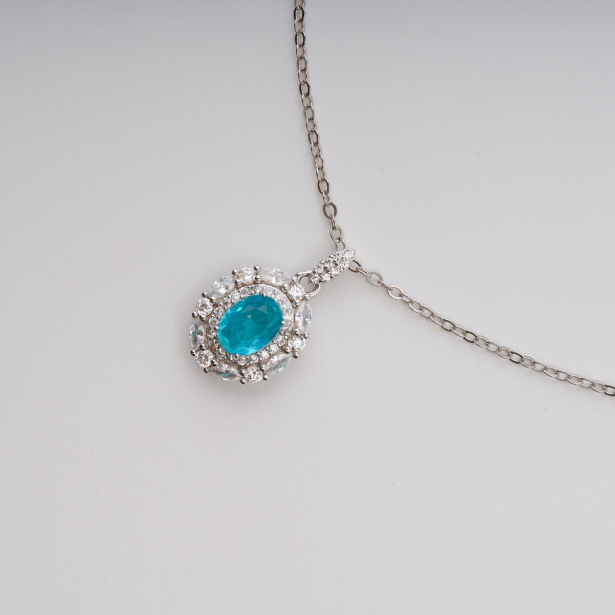 Annina Blue Oval Gemstone Pendant Sterling Silver Necklace