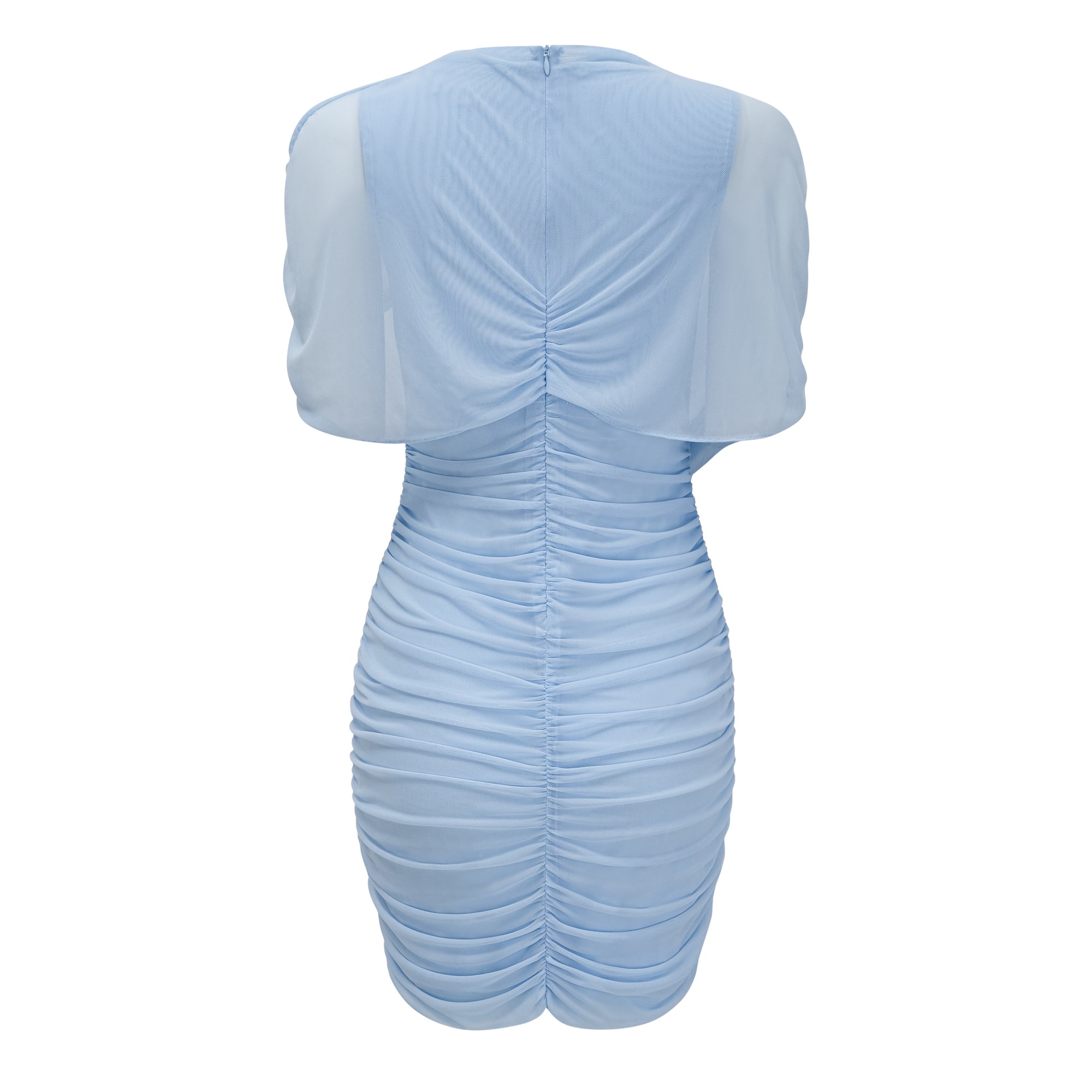 Sylphe Baby-Blue Asymmetrical Pleated Sleeveless Mini Dress (Final Sale-US Only)