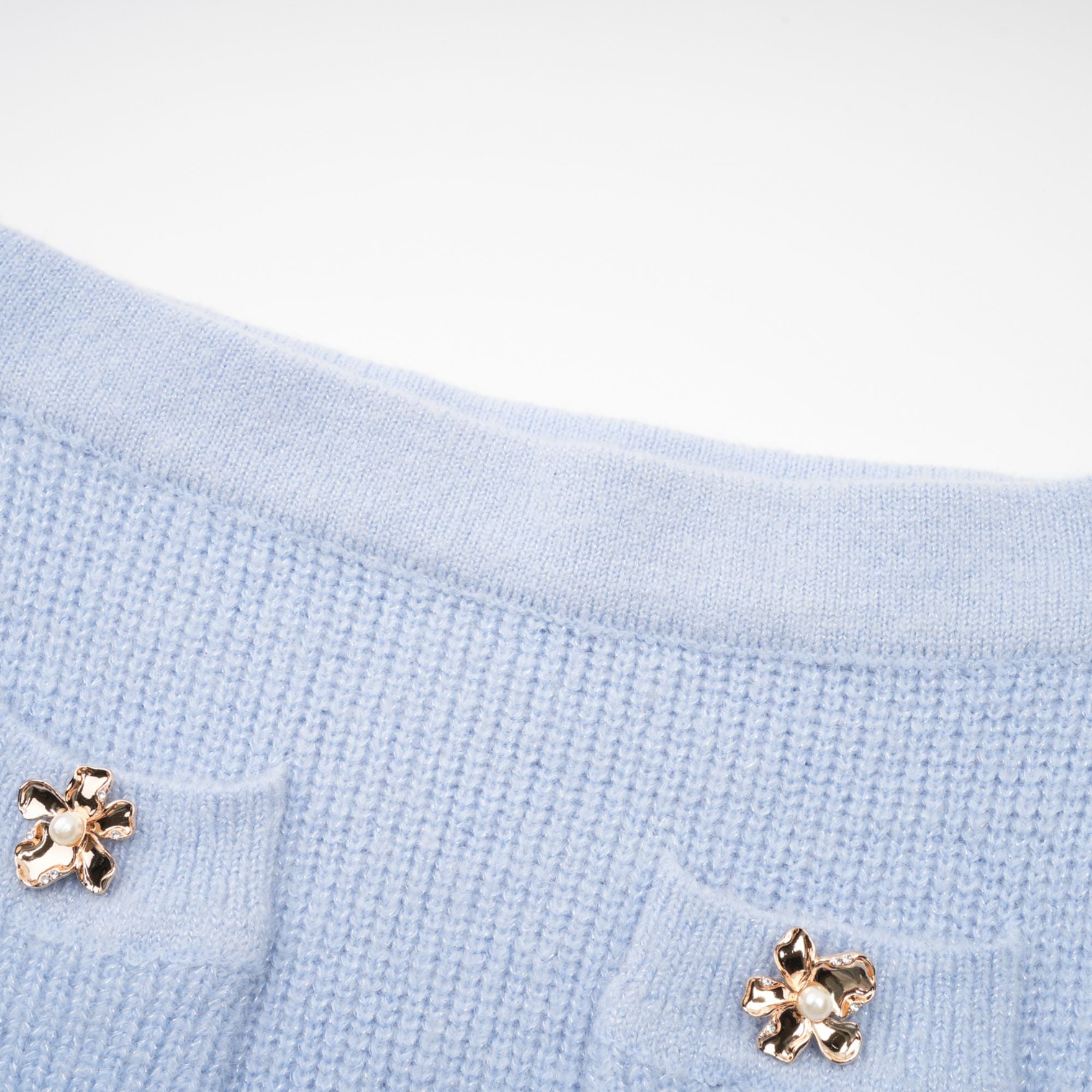 Chantal Blue Knit Two-Piece Blouse and Skirt Set (Final Sale-US Only)