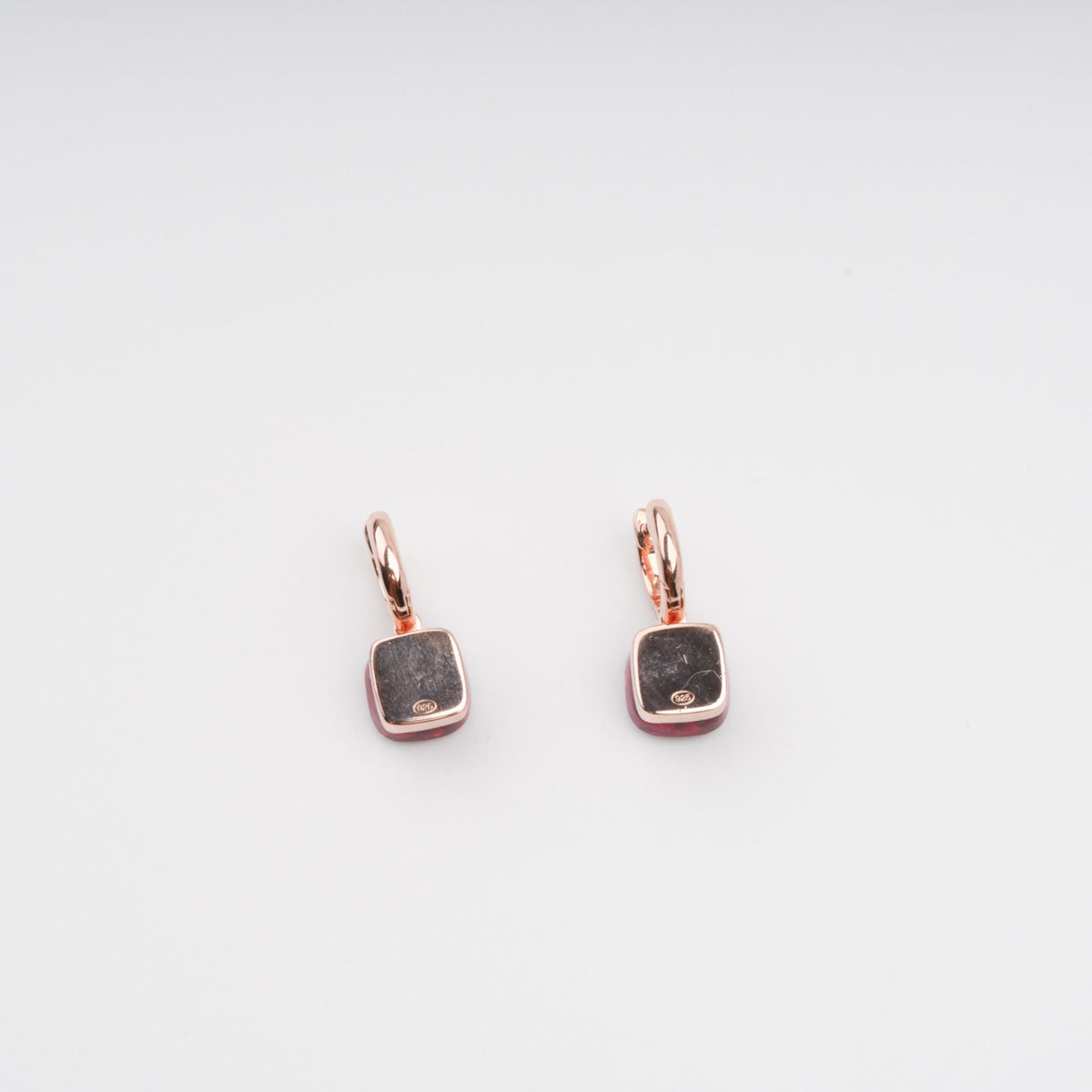 Aava Red Cushion Cut Gemstone Hoop Sterling Silver Earrings