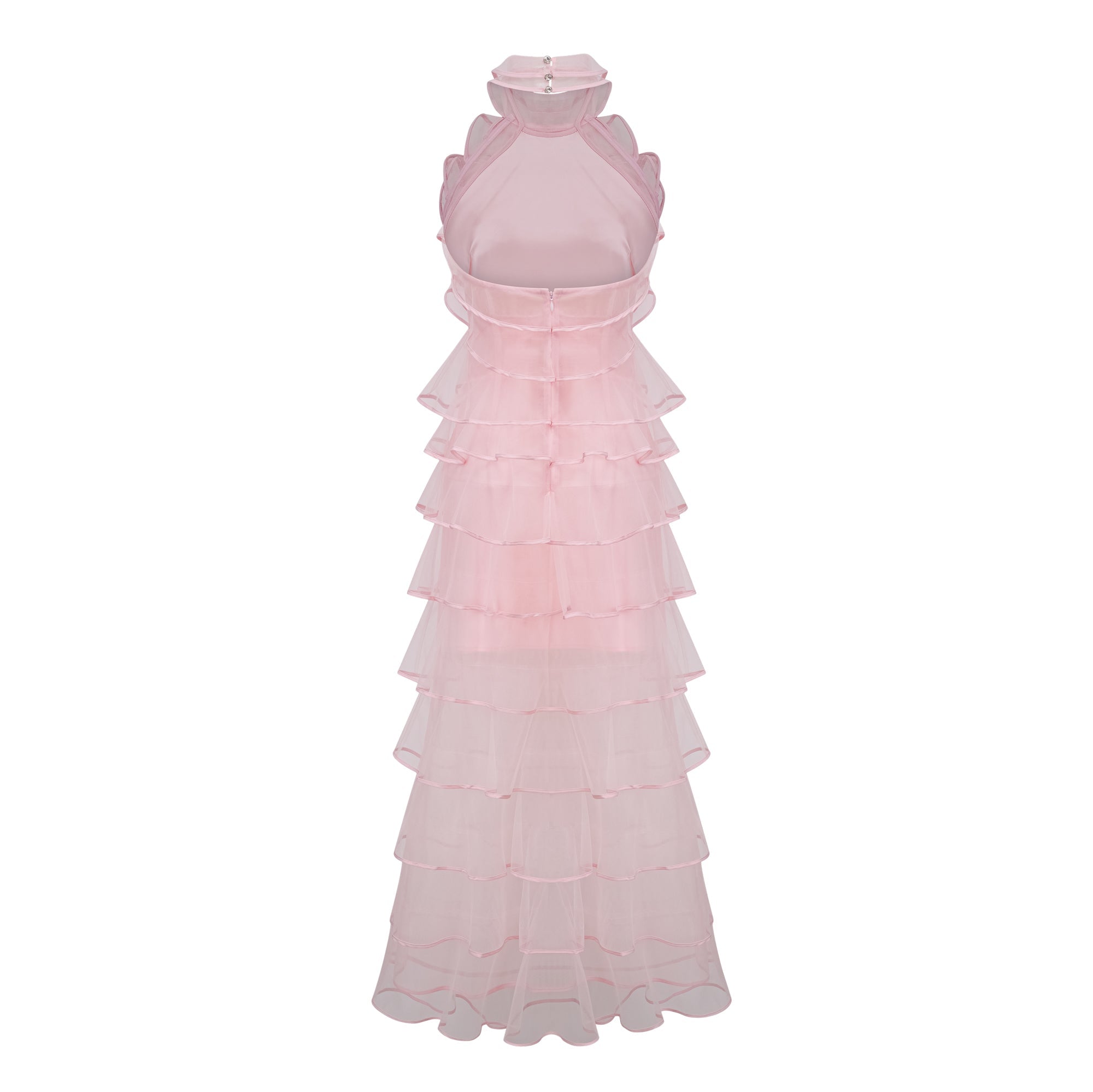 Nonchalante Pink Tiered Halterneck Maxi Dress (Final Sale-US Only)