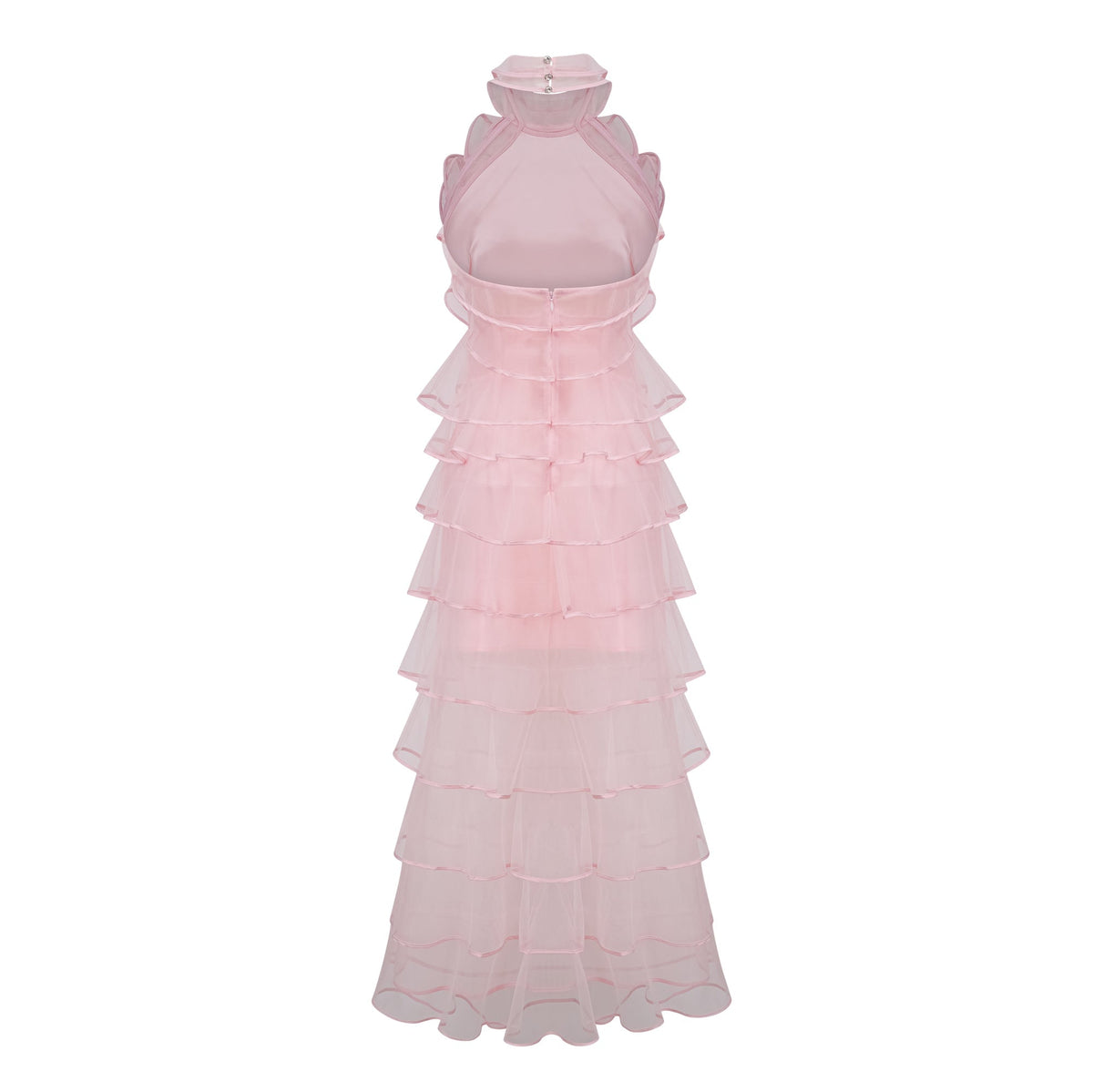 Nonchalante Pink Tiered Halterneck Maxi Dress