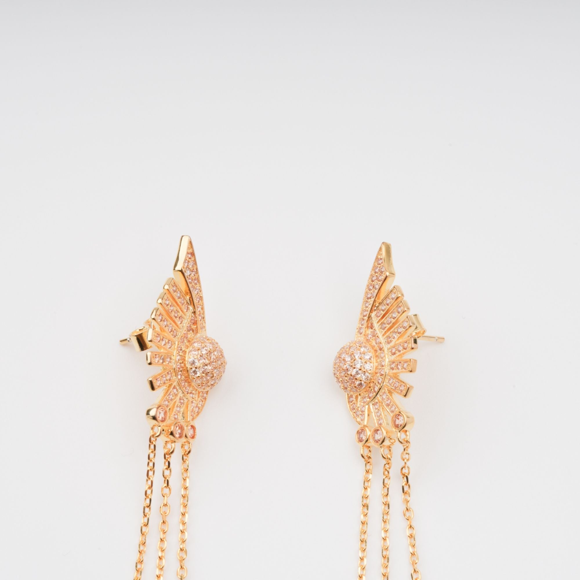 Balch Gold Tone Sun Motif Dangle Silver Earrings
